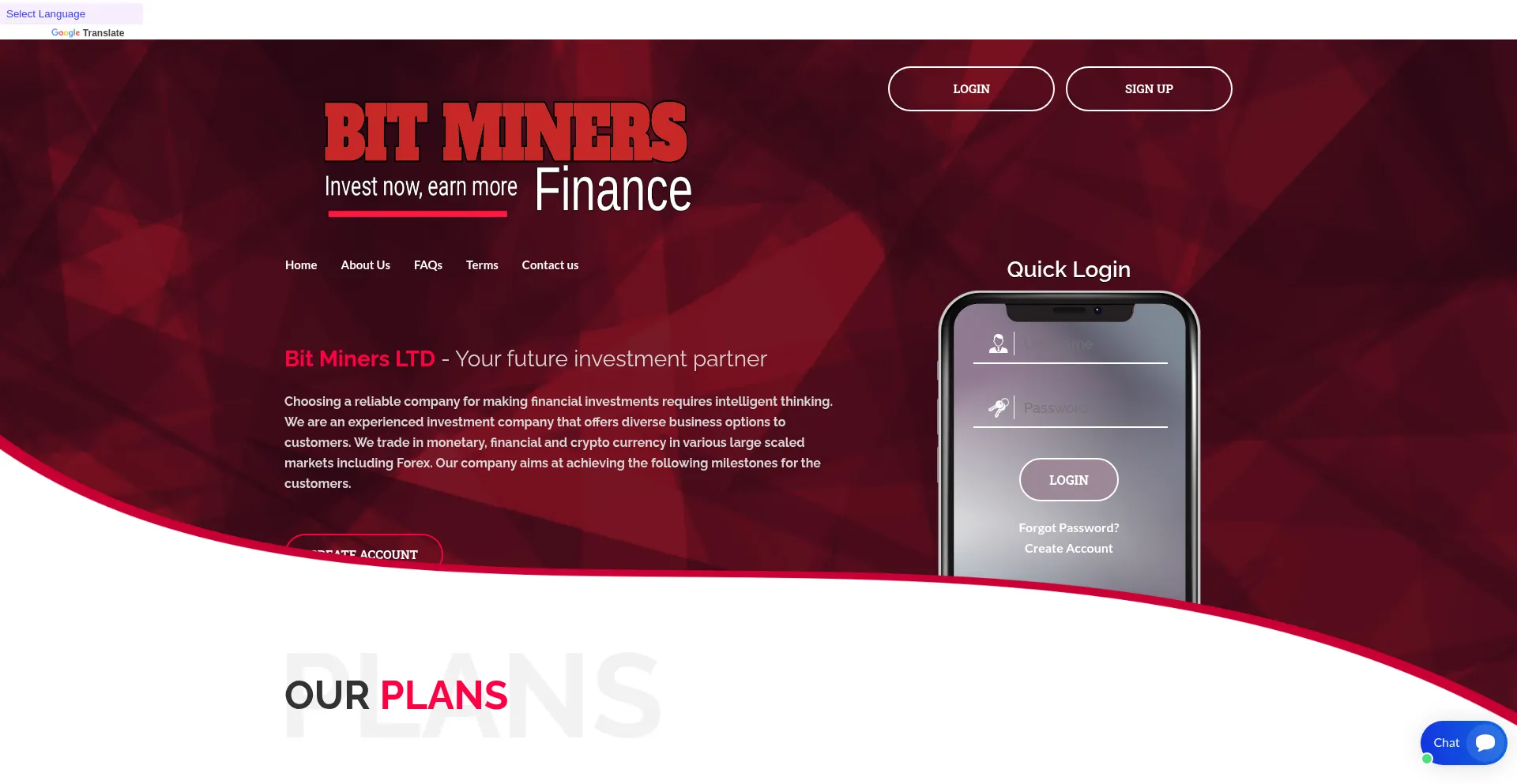 Website screenshot of Bit-miners.live