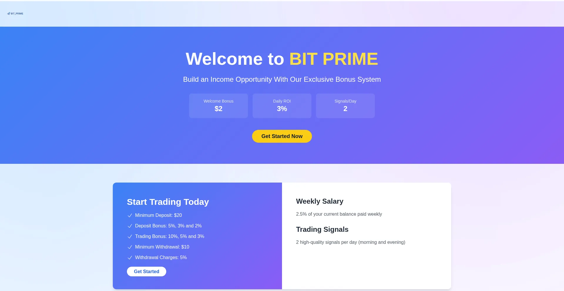 Website screenshot of Bit-prime.com