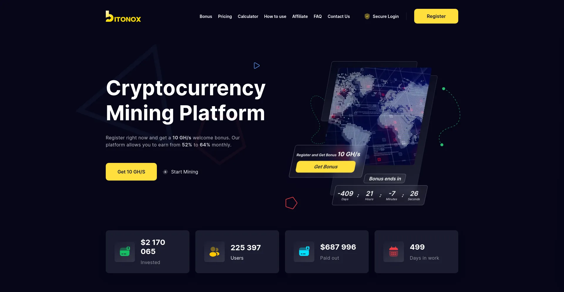 Website screenshot of Bitake.biz