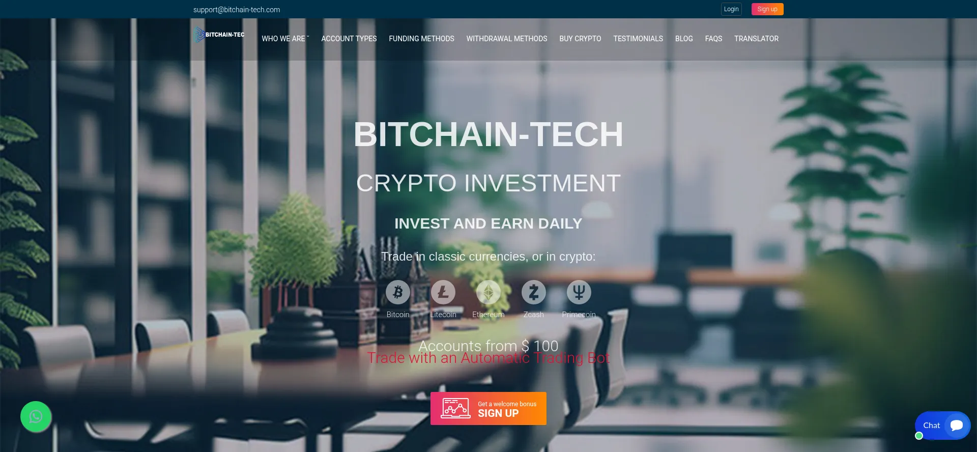 Website screenshot of Bitchain-tech.com