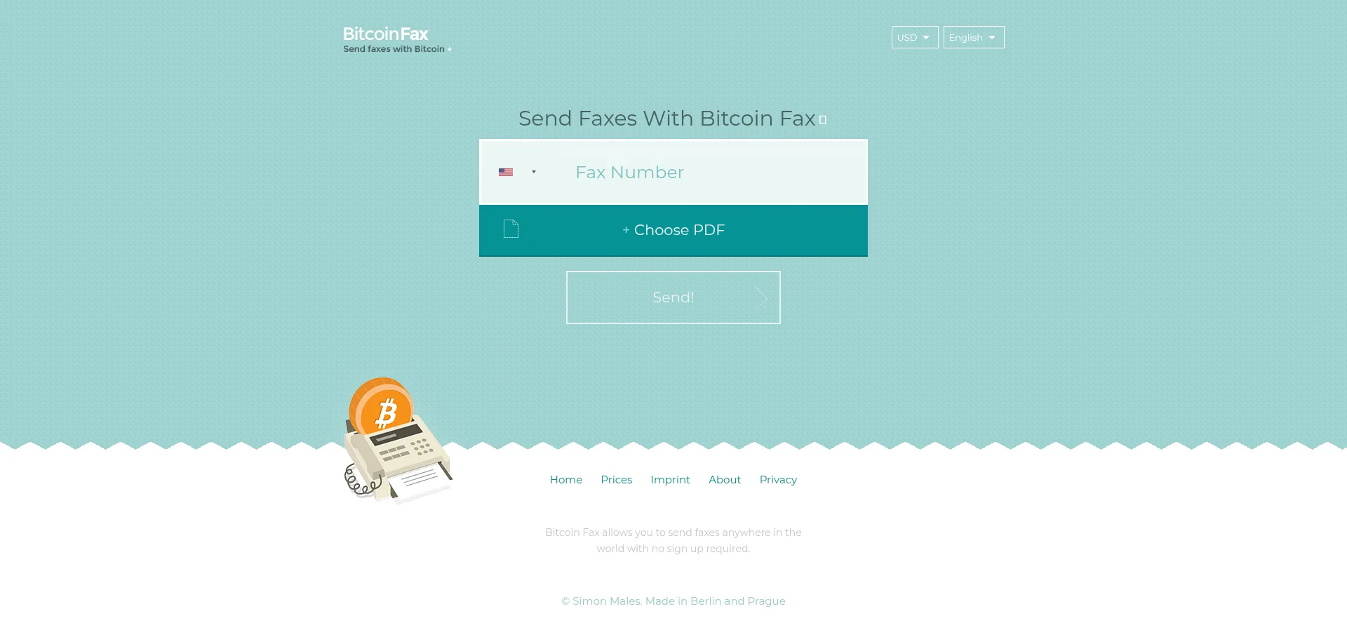 Website screenshot of Bitcoinfax.net