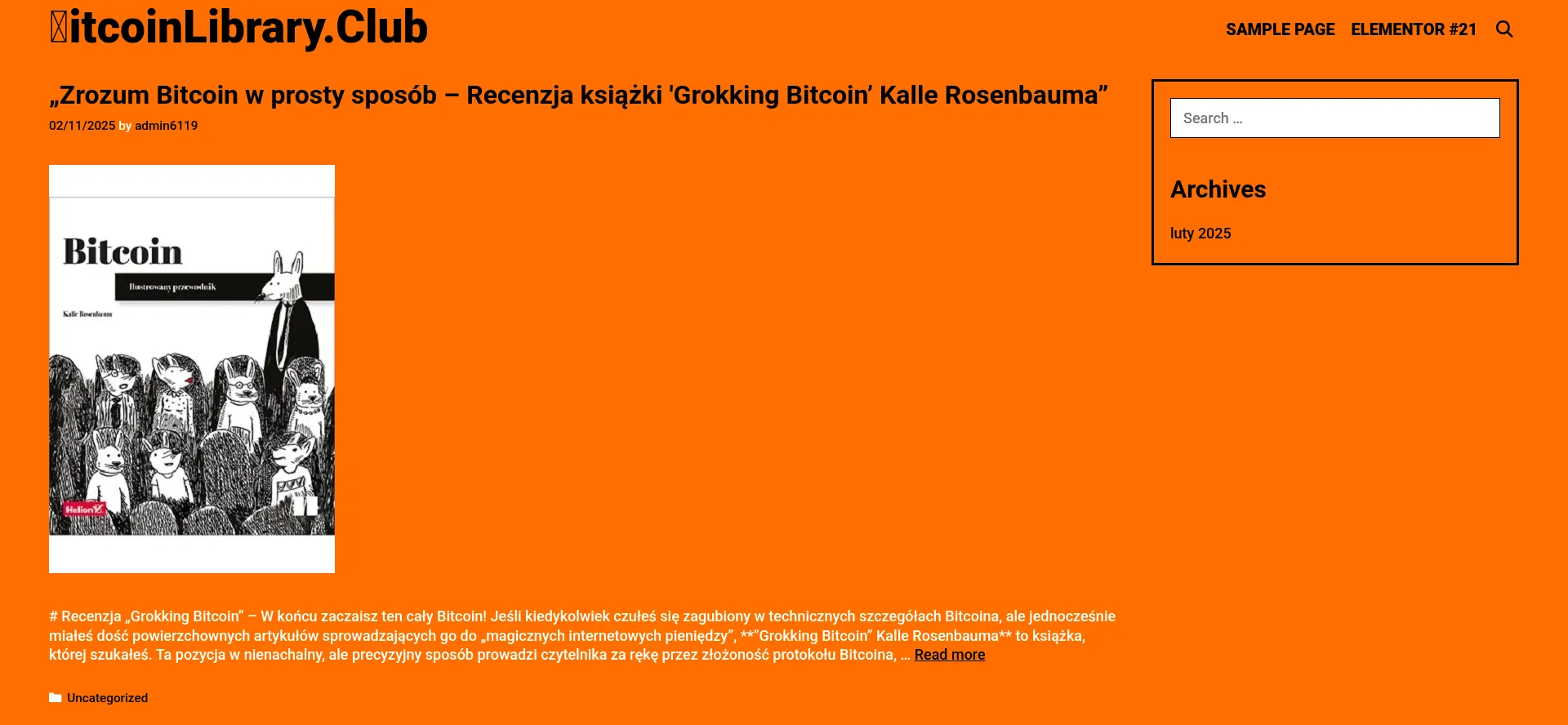 Website screenshot of Bitcoinlibrary.club
