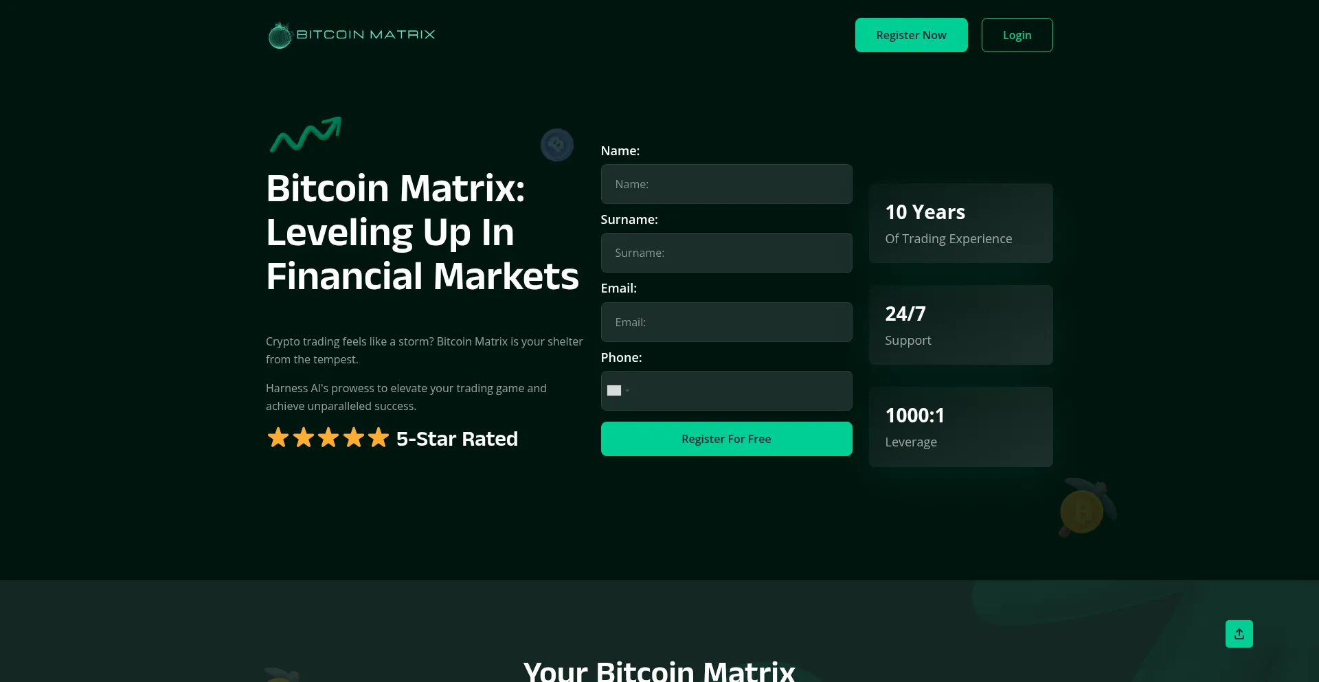 Website screenshot of Bitcoinmatrix.co