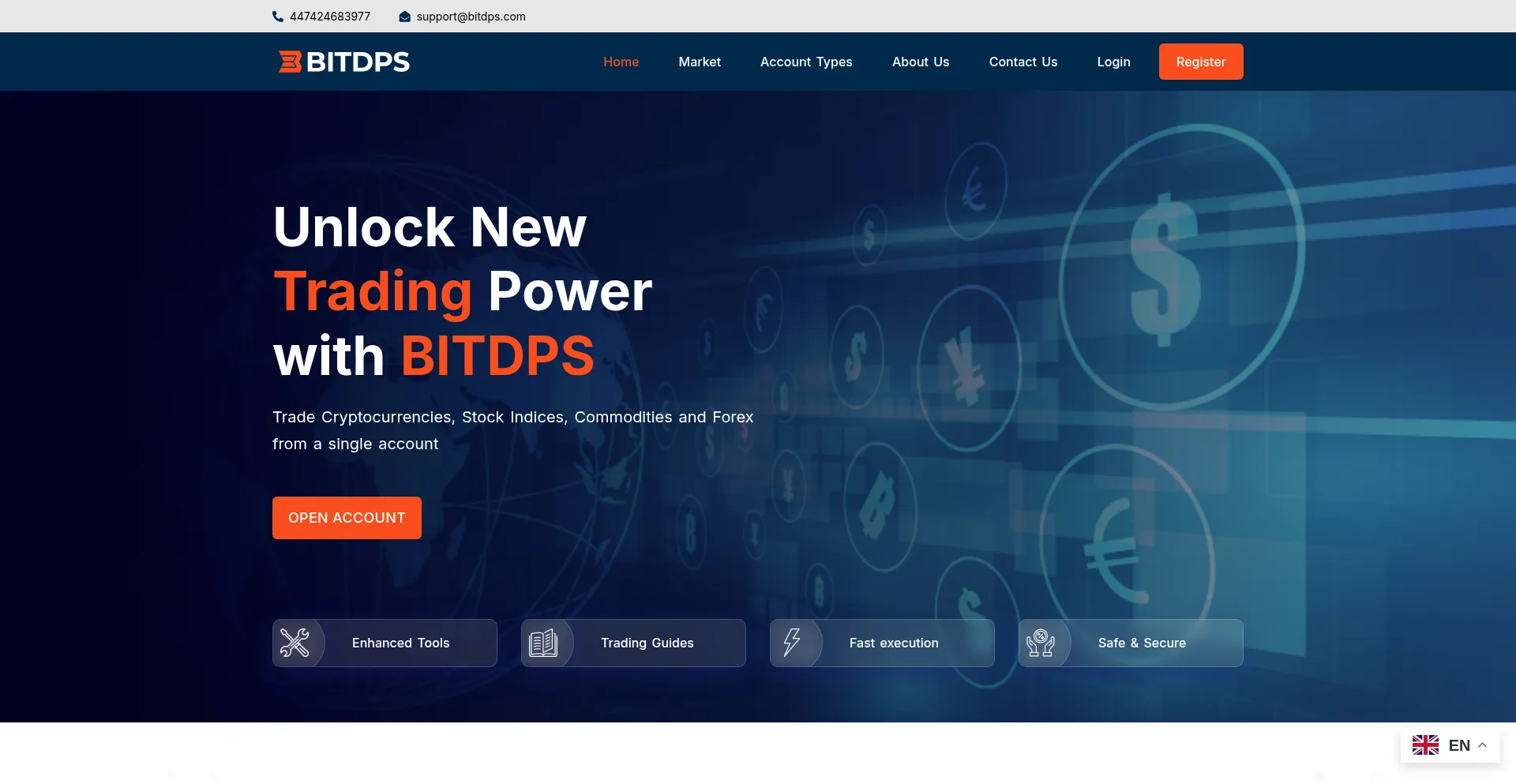 Website screenshot of Bitdps.com