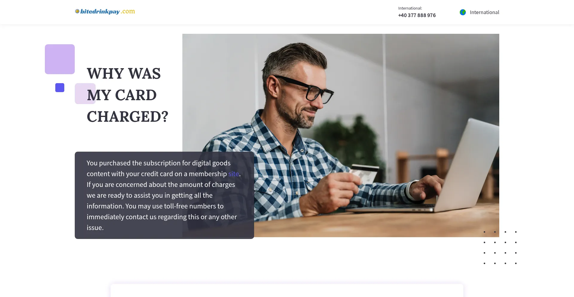 Website screenshot of Bitedrinkpay.com