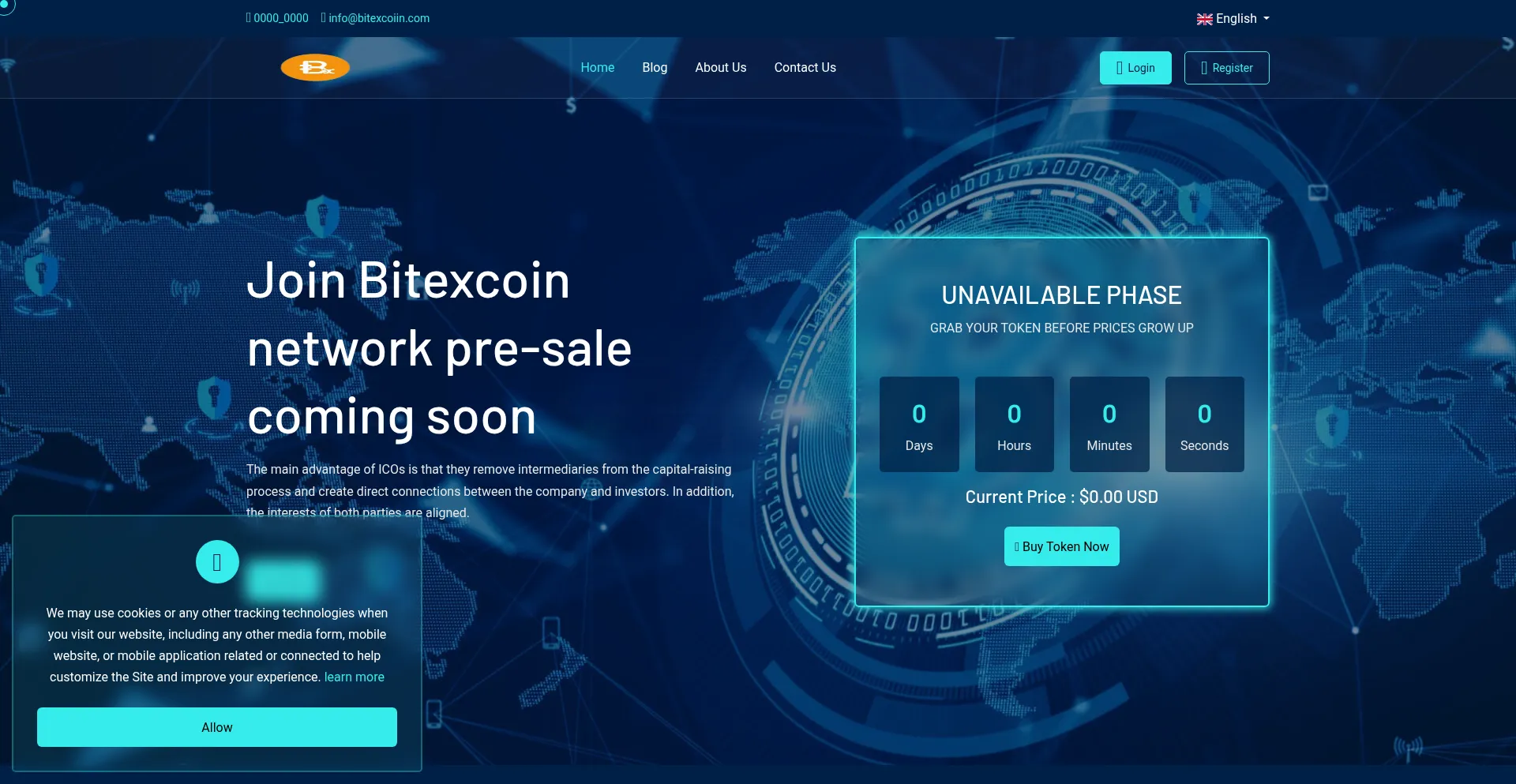 Website screenshot of Bitexcoiin.com