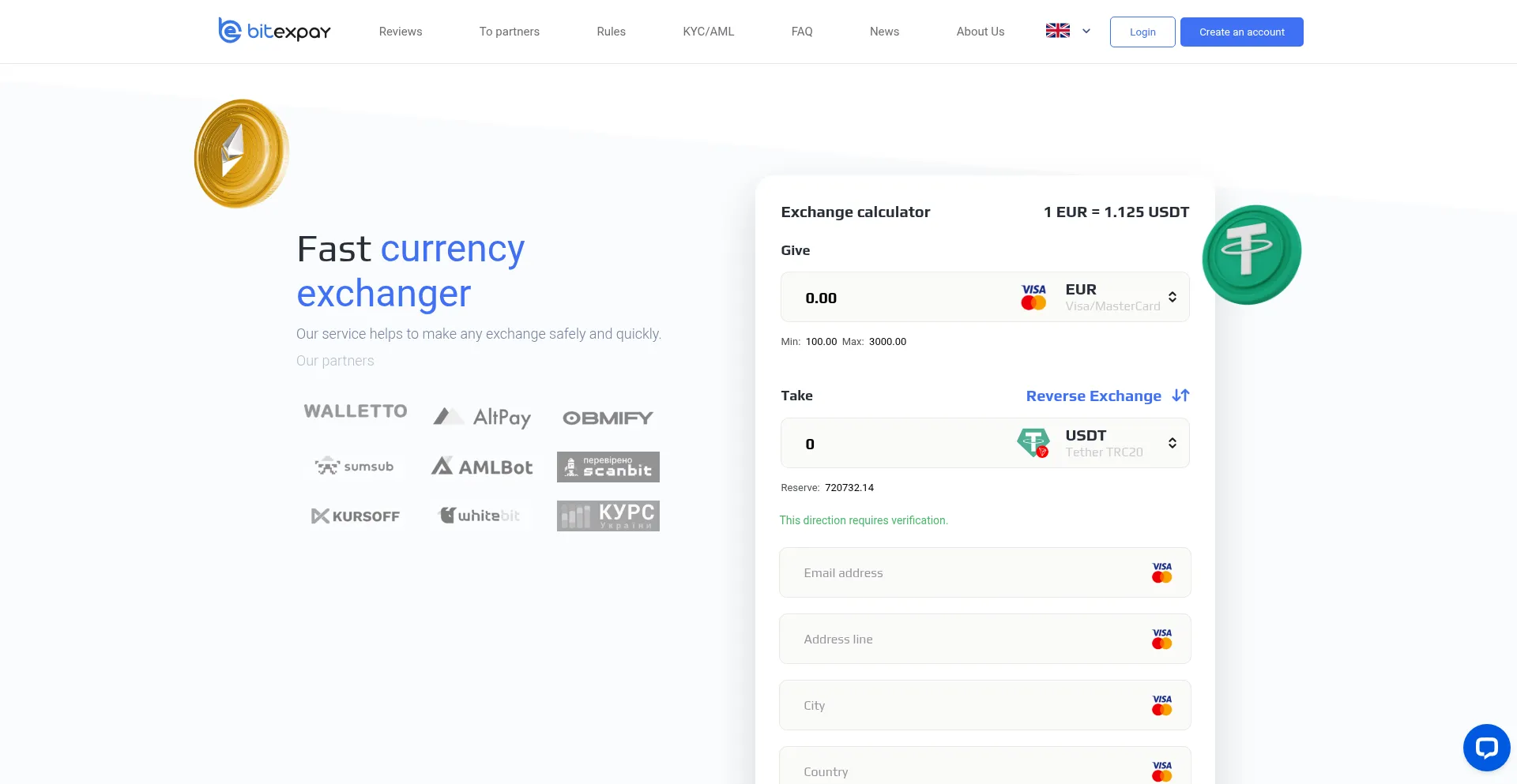 Website screenshot of Bitexpay.io