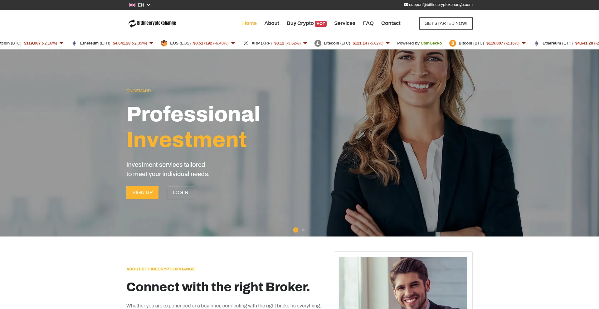 Website screenshot of Bitfinecryptoxchange.com