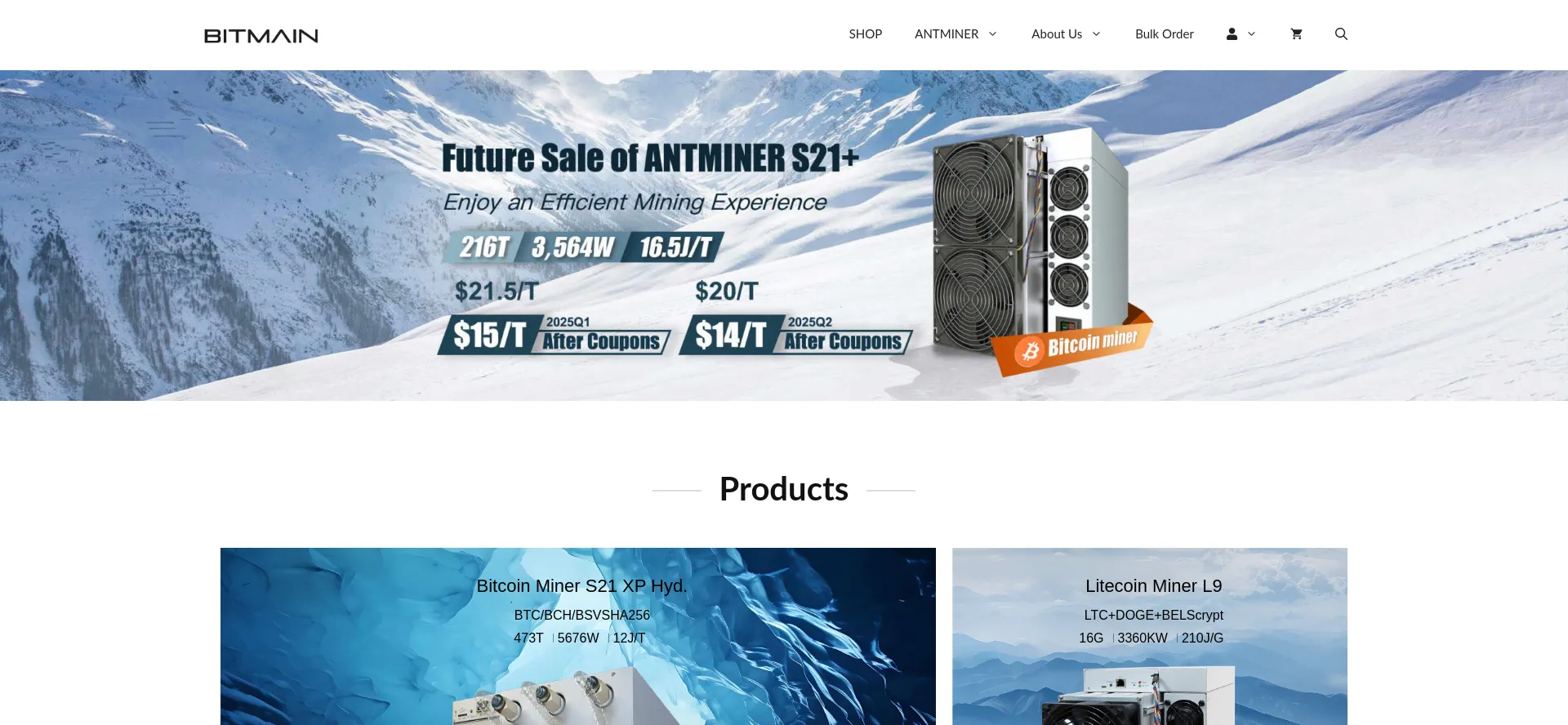 Website screenshot of Bitmain.com.vc