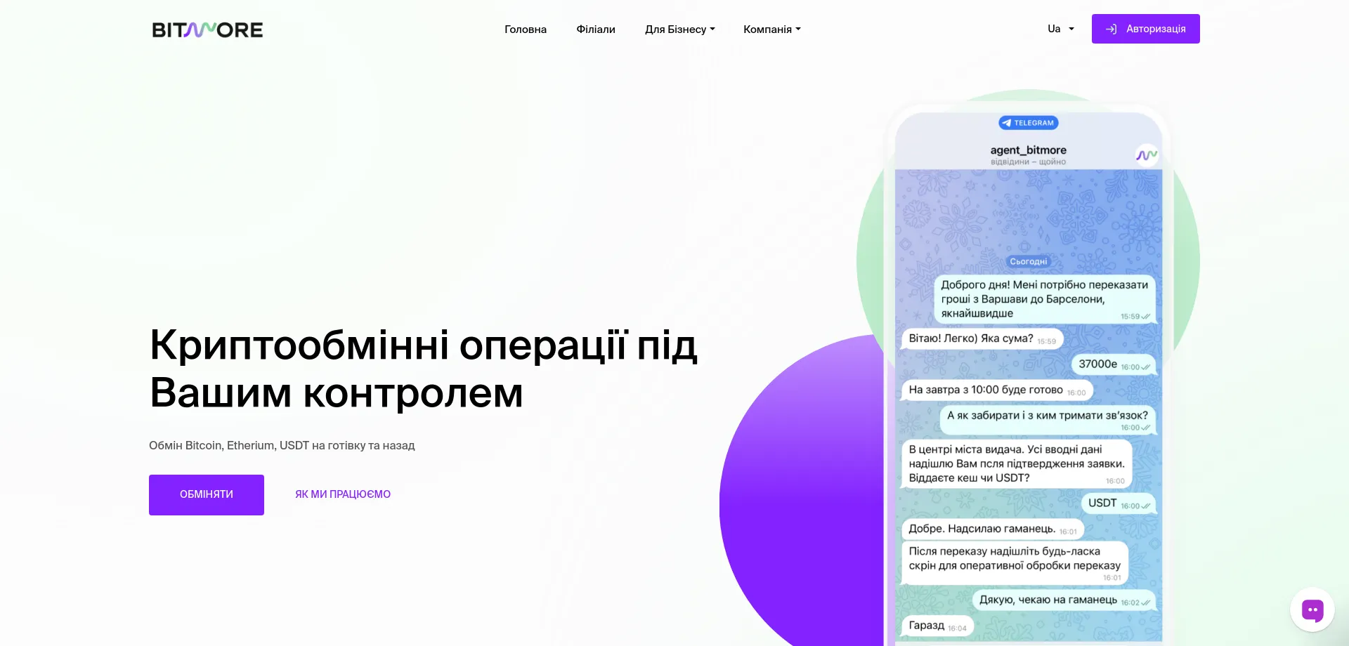 Website screenshot of Bitmore.com.ua
