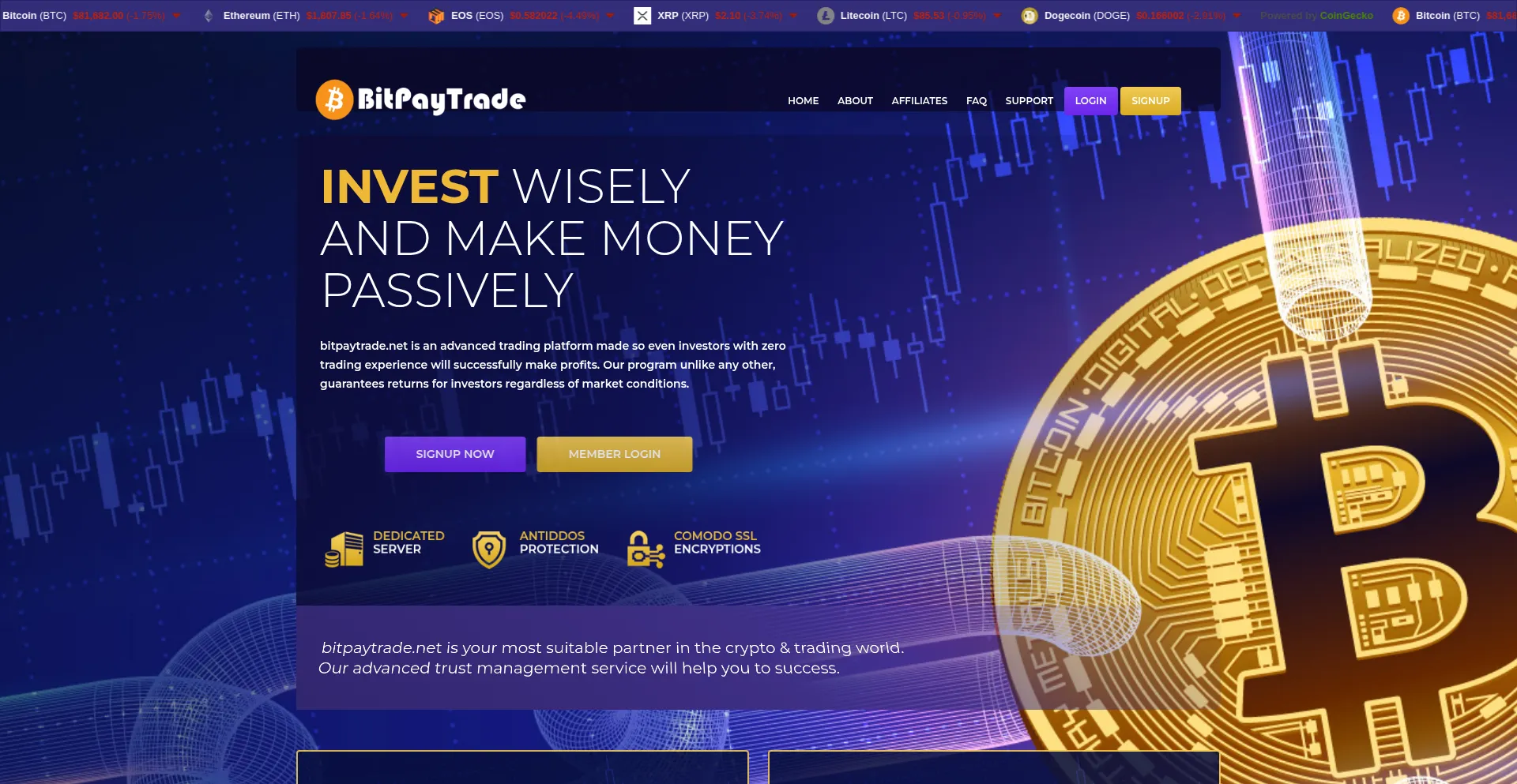 Website screenshot of Bitpaytrade.net