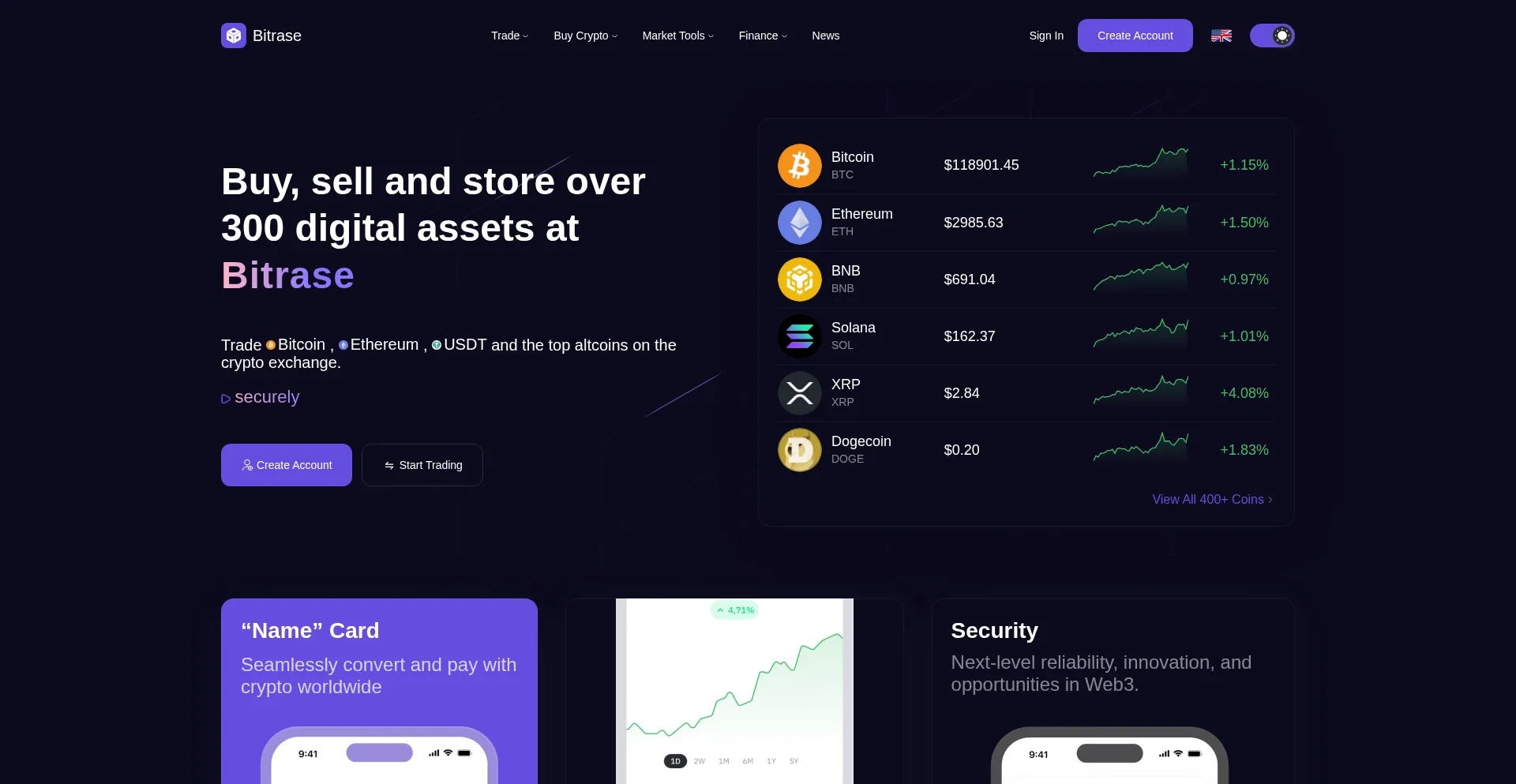 Website screenshot of Bitrase.com
