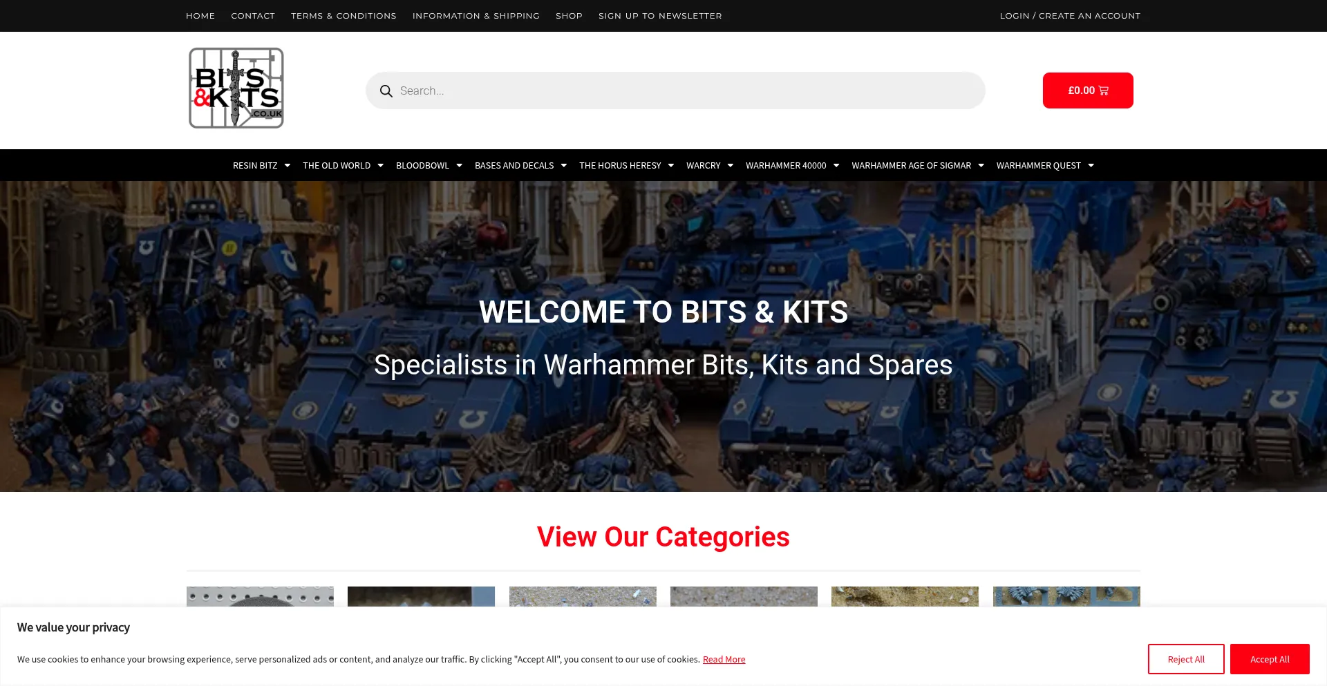 Website screenshot of Bitsandkits.co.uk