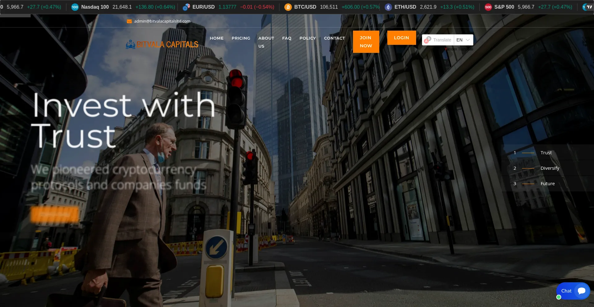Website screenshot of Bitvalacapitalsltd.com