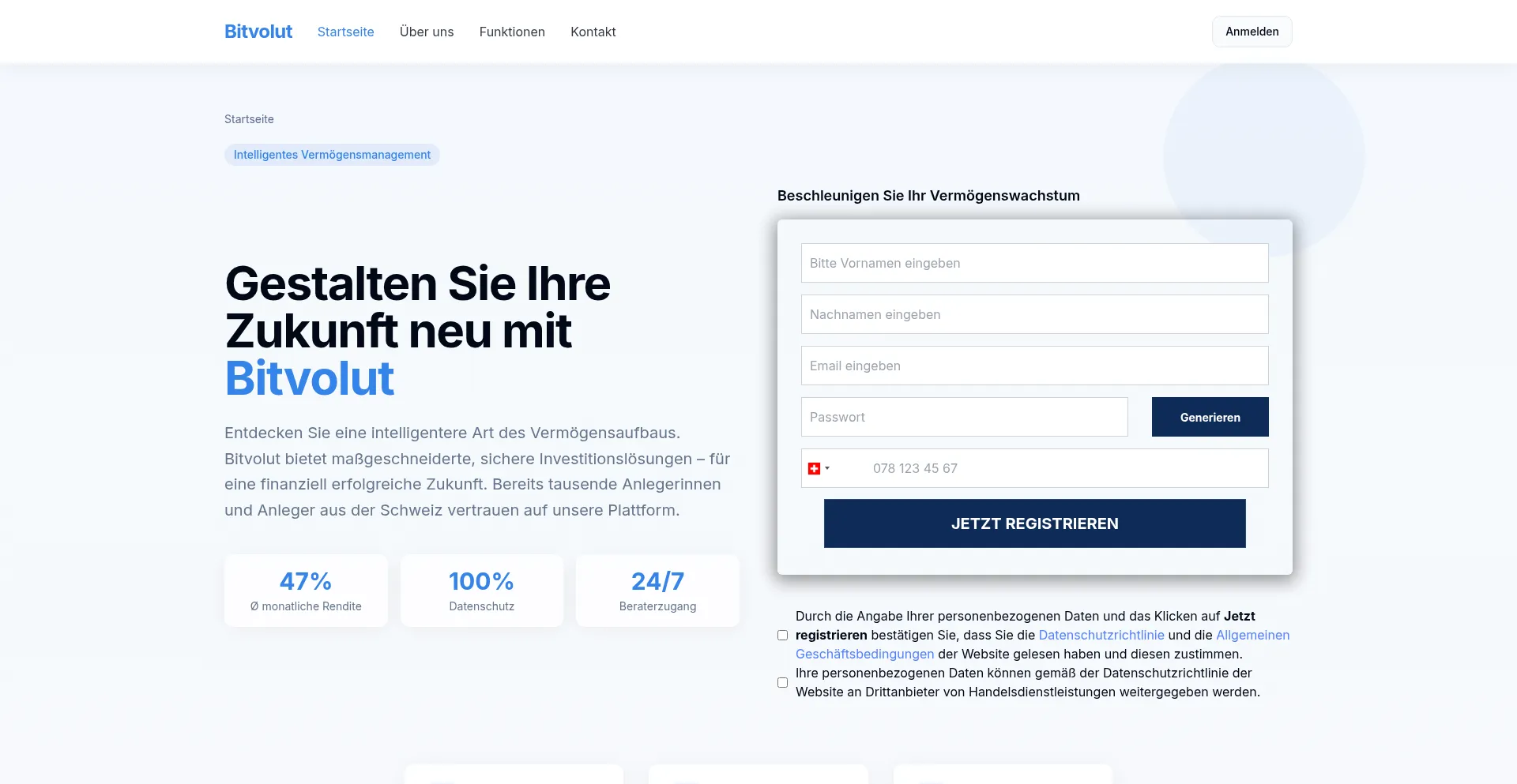 Website screenshot of Bitvolut.org