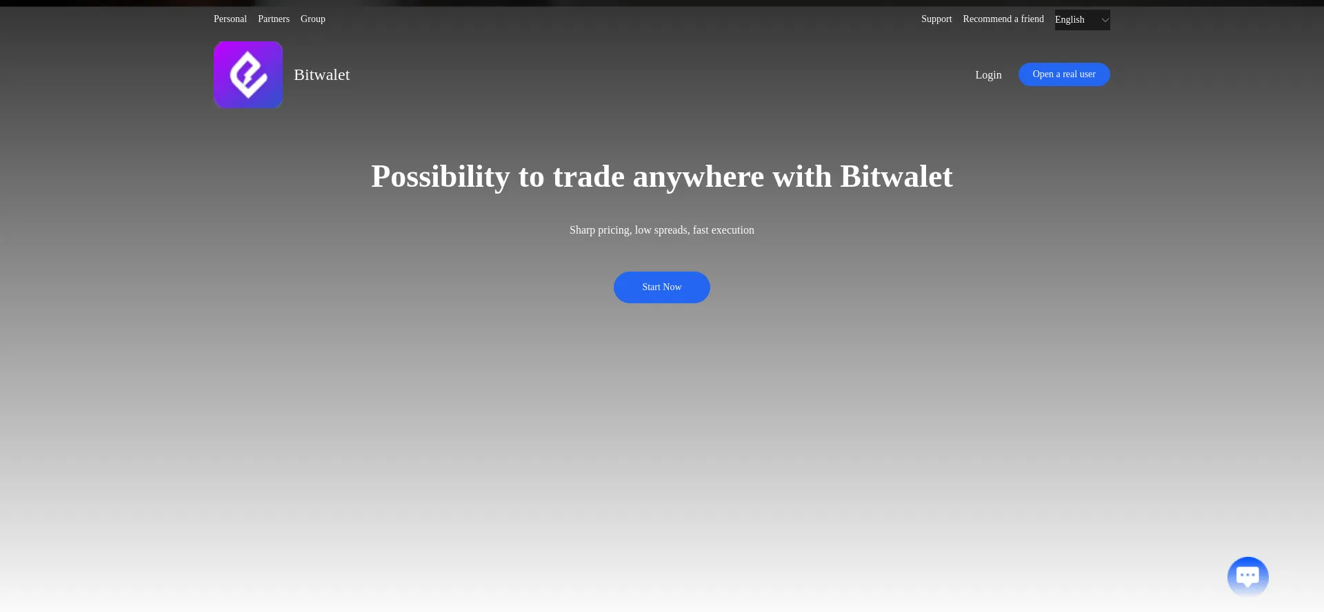 Website screenshot of Bitwalet.com