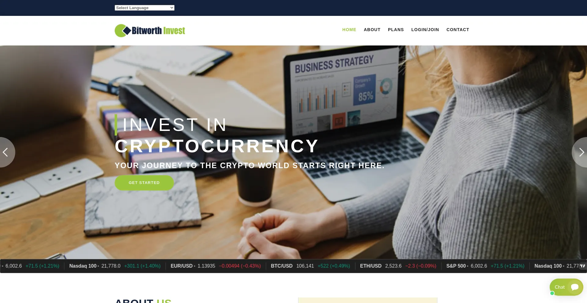 Website screenshot of Bitworthinvest.com