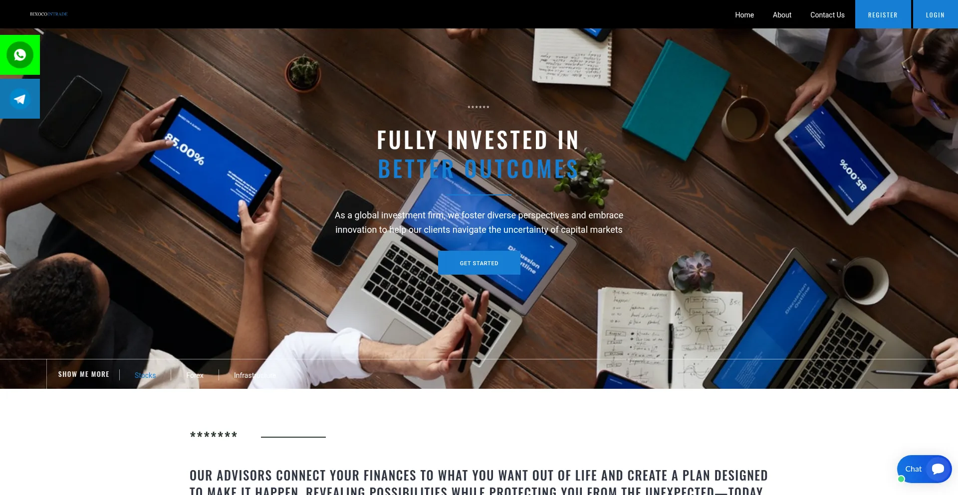 Website screenshot of Bixocointrade.com