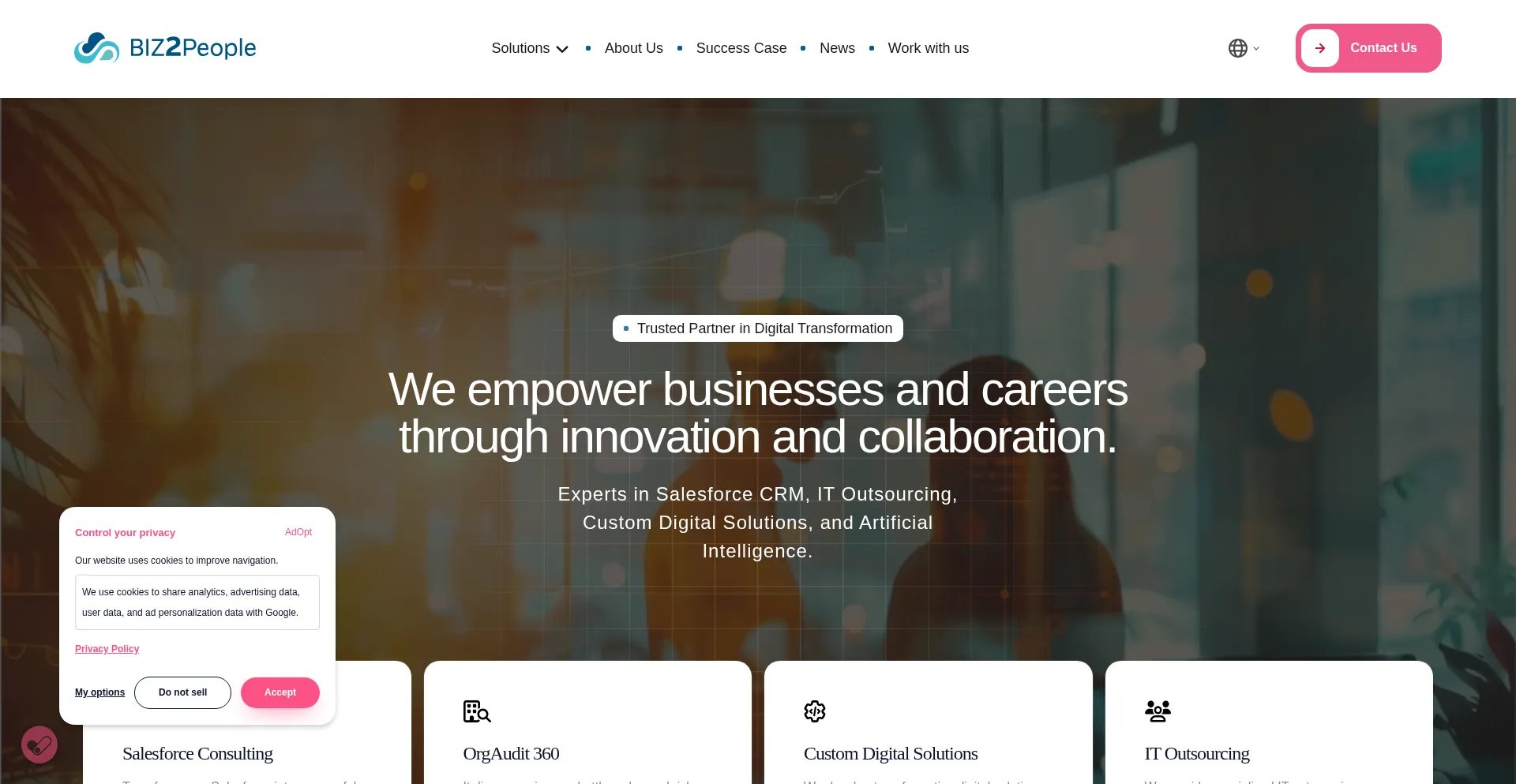 Website screenshot of Biz2people.com