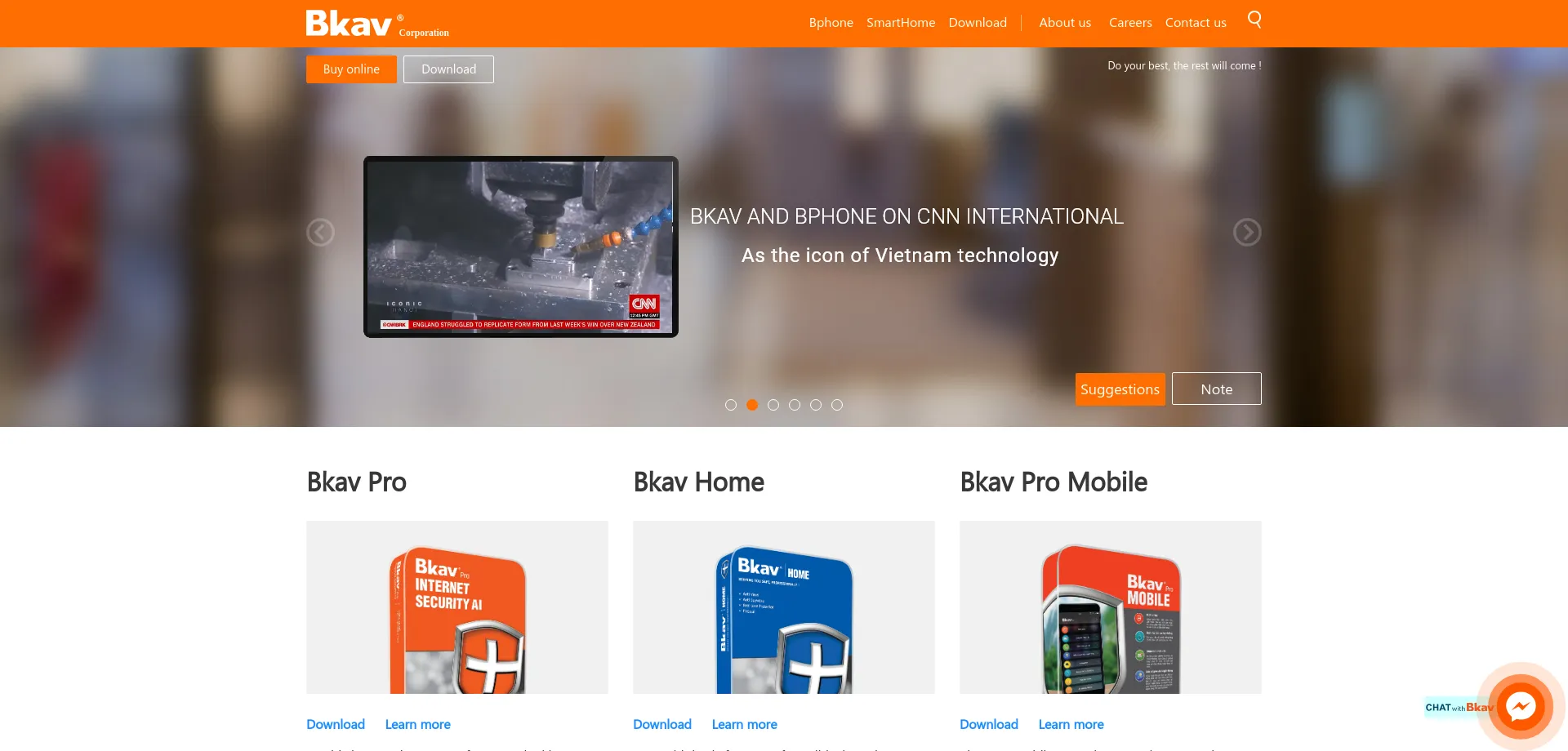 Website screenshot of Bkav.com
