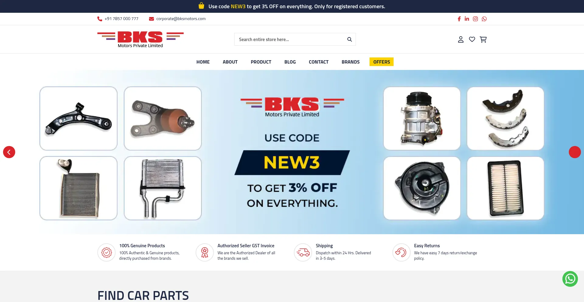 Website screenshot of Bksmotors.com