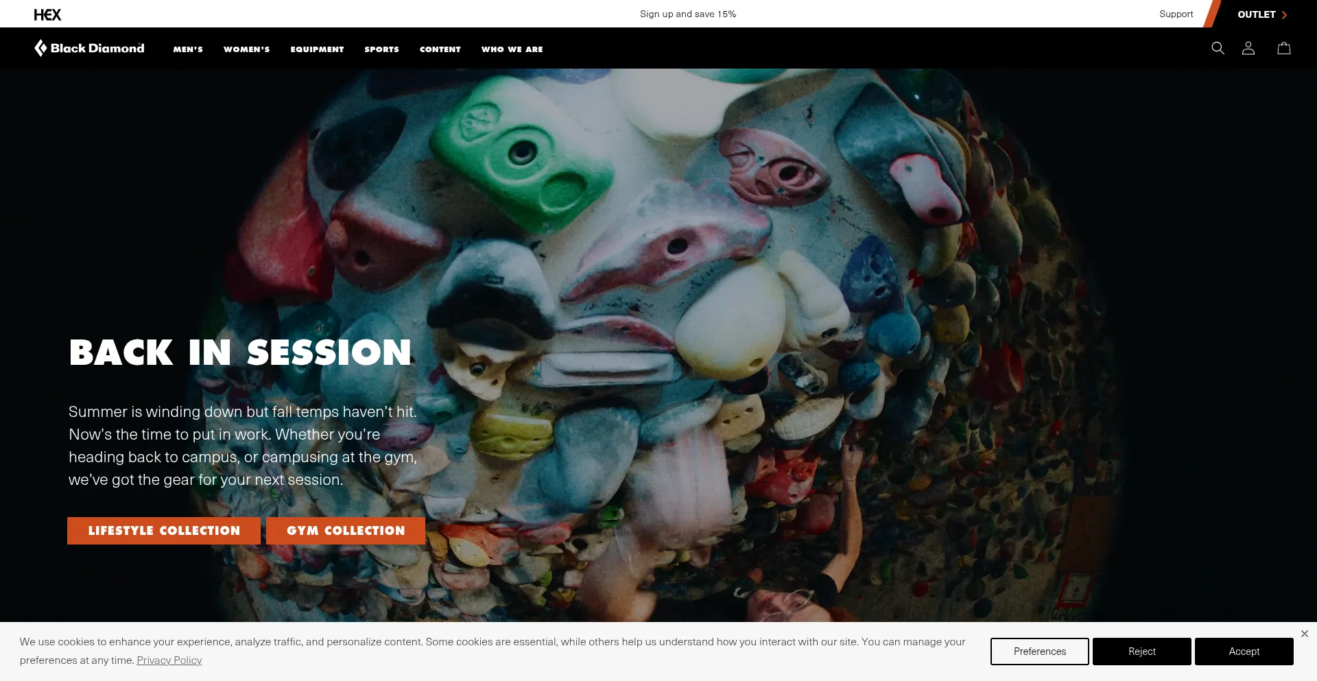 Website screenshot of Blackdiamondequipment.com