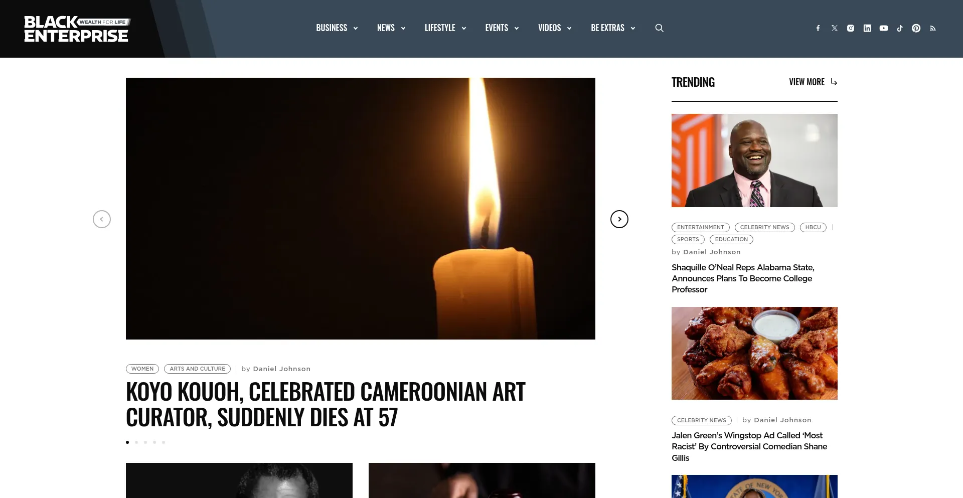 Website screenshot of Blackenterprise.com