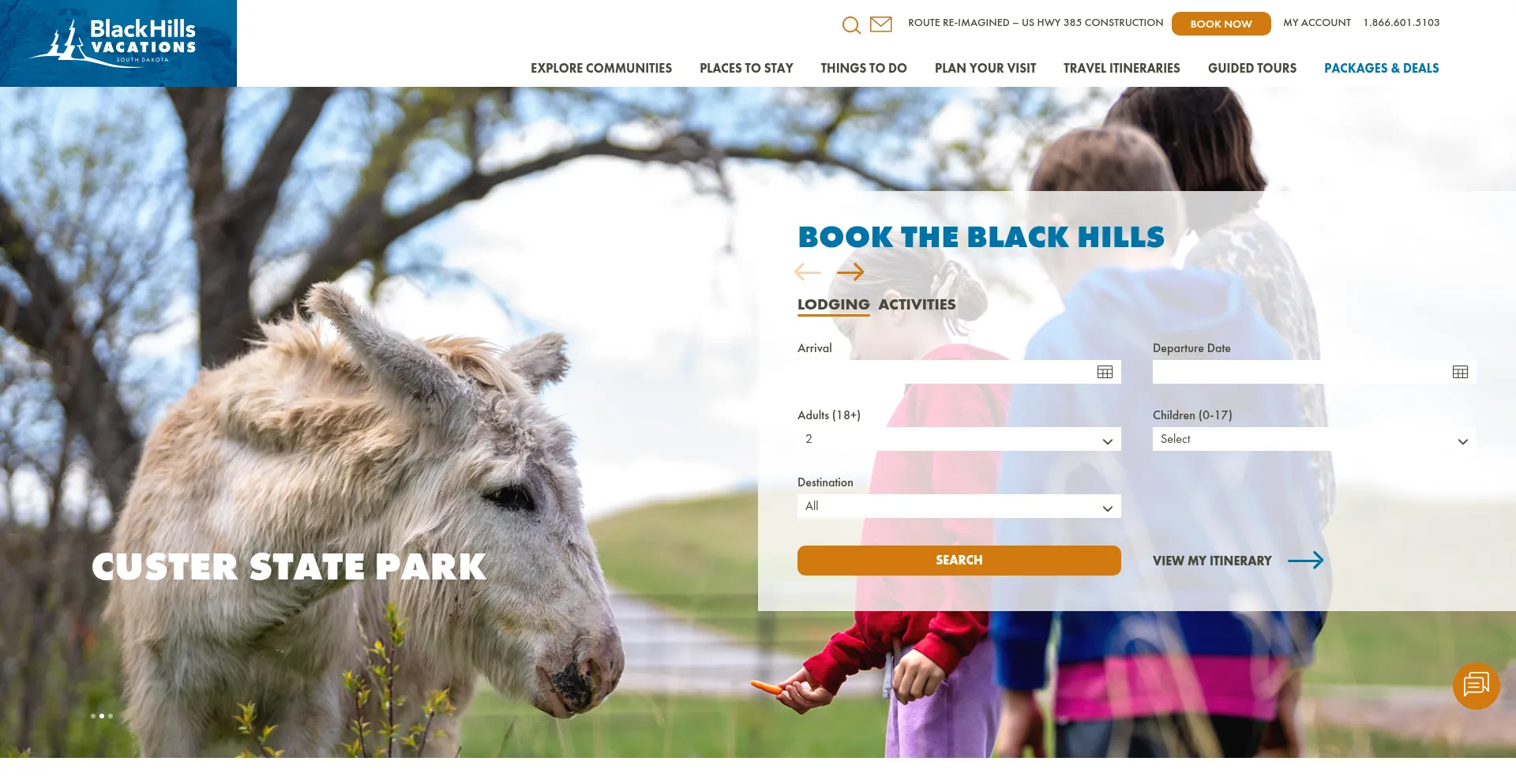 Website screenshot of Blackhillsvacations.com