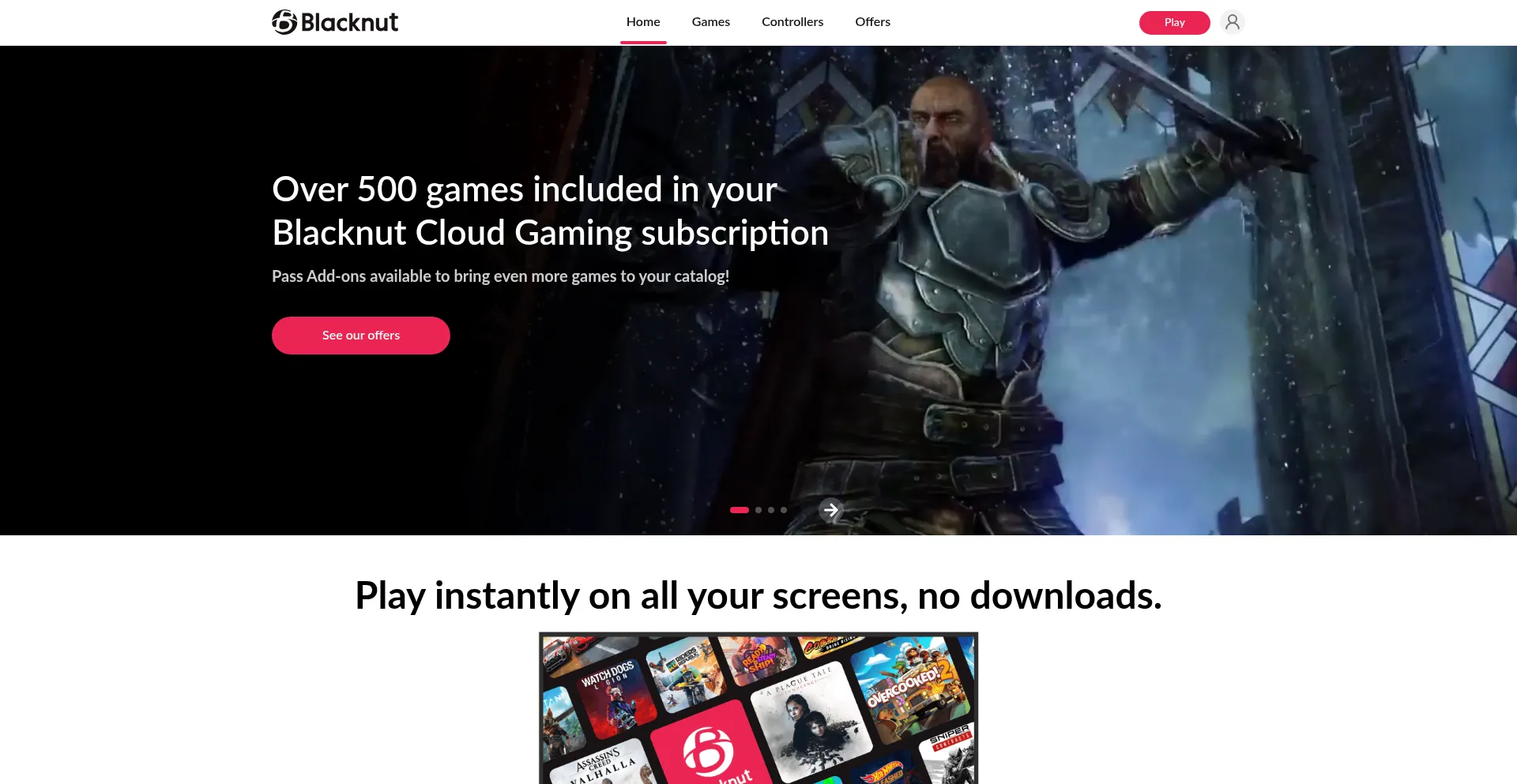 Website screenshot of Blacknut.com