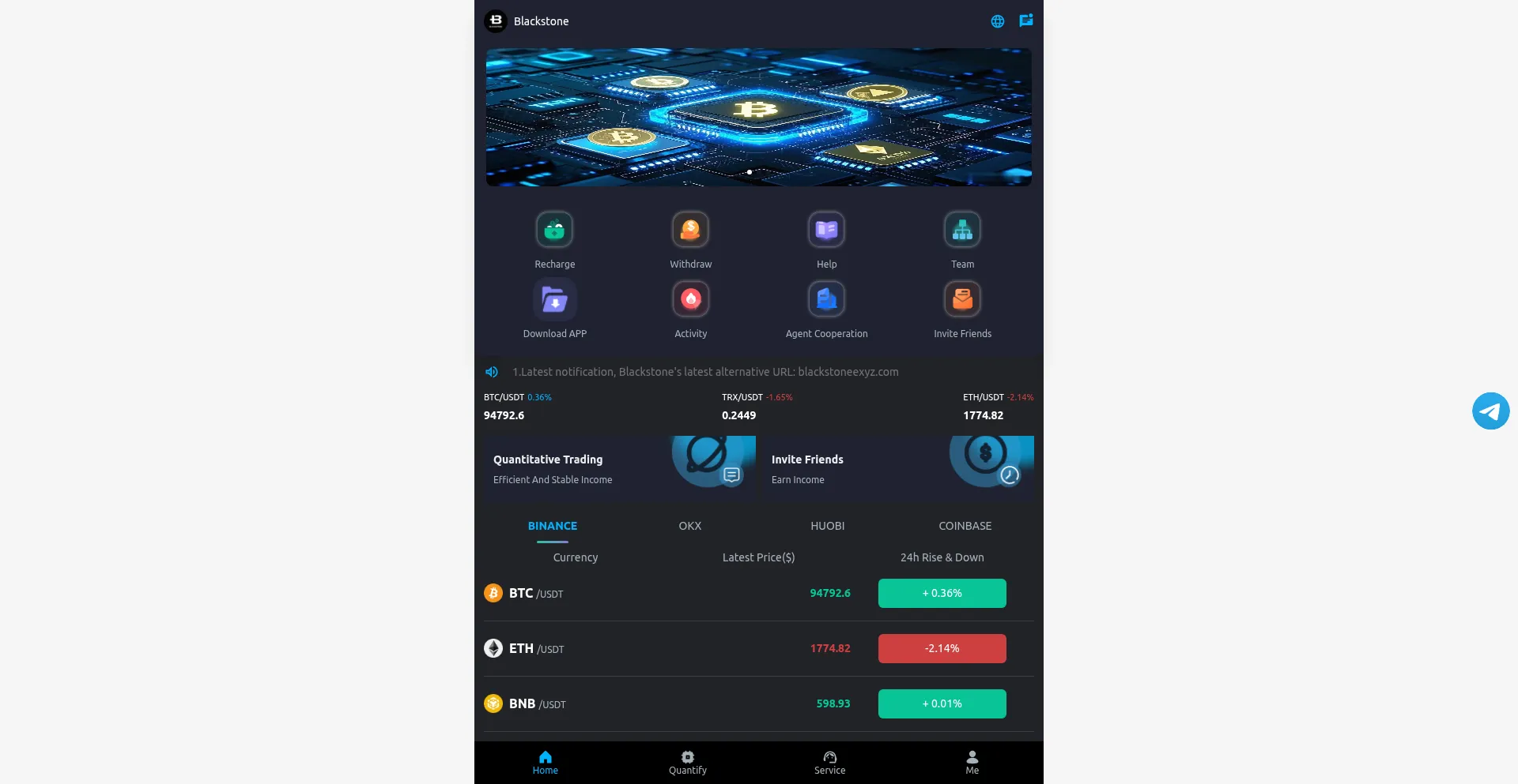 Website screenshot of Blackstonetrx.com