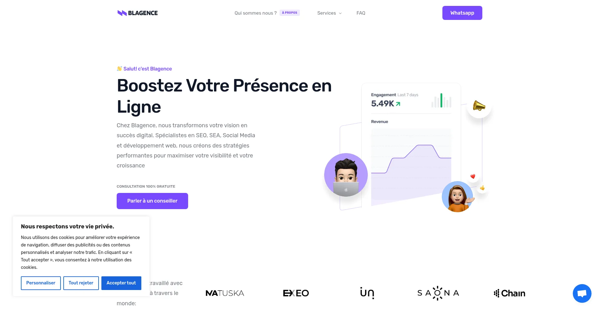 Website screenshot of Blagence.com