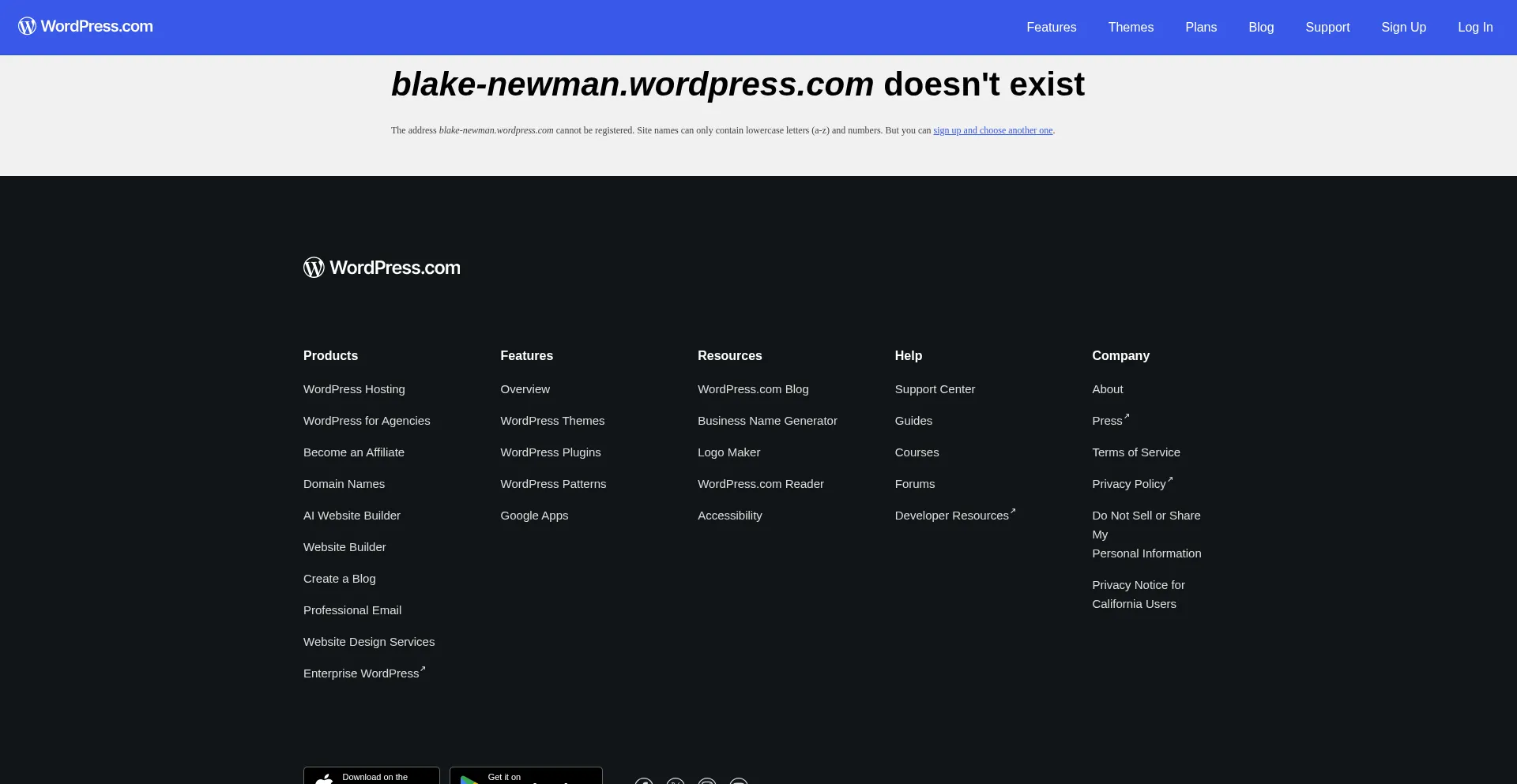 Website screenshot of Blake-newman.com