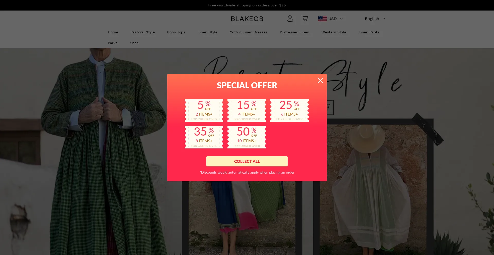 Website screenshot of Blakeob.com
