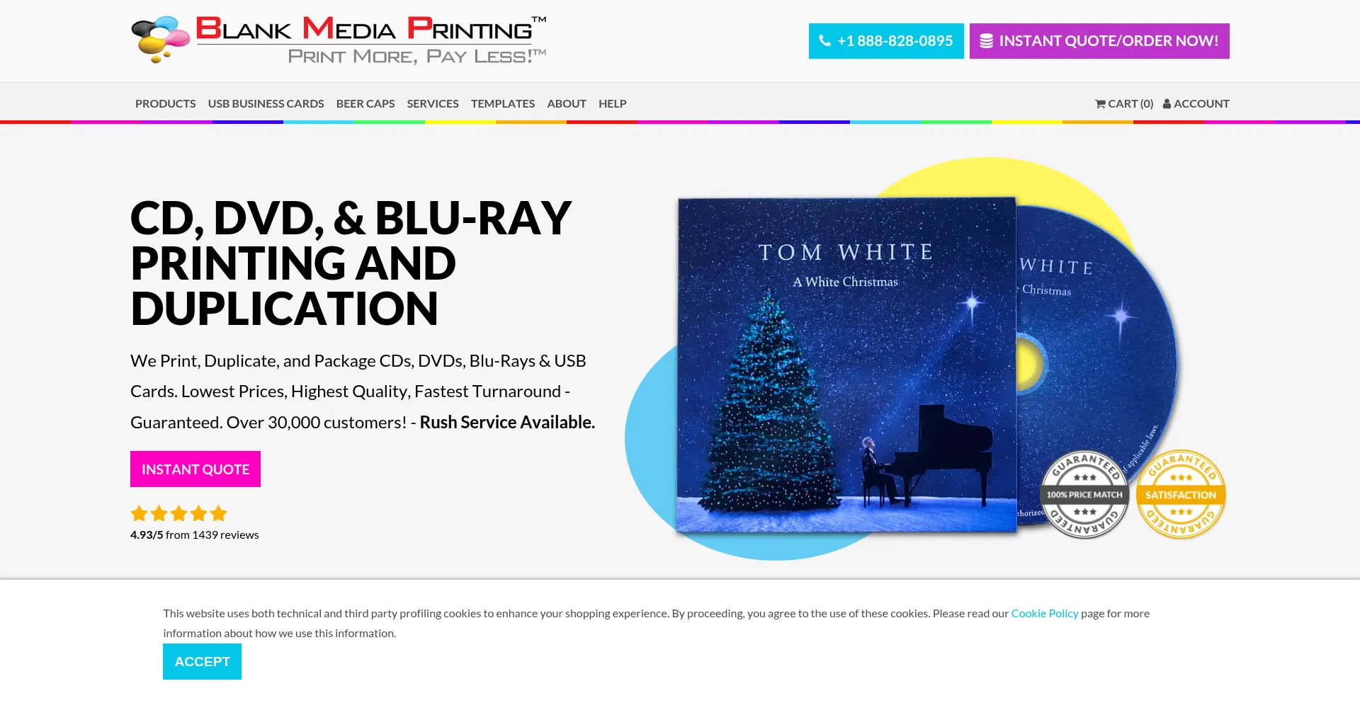 Website screenshot of Blankmediaprinting.com