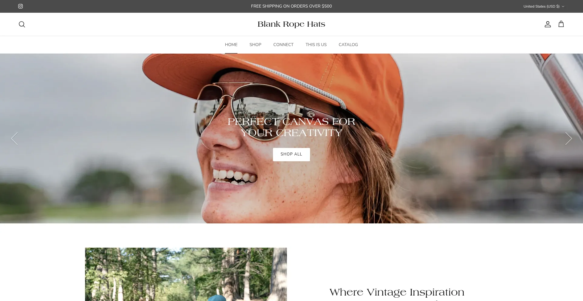 Website screenshot of Blankropehats.com