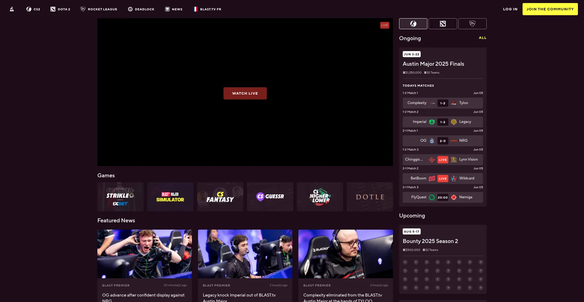 Website screenshot of Blast.tv