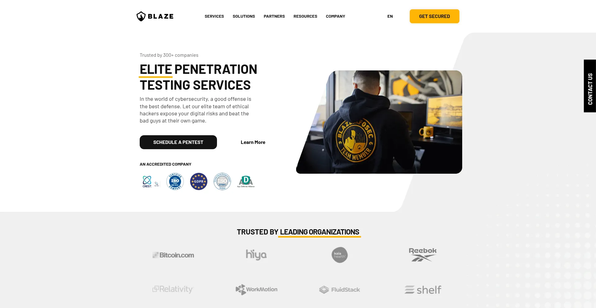 Website screenshot of Blazeinfosec.com
