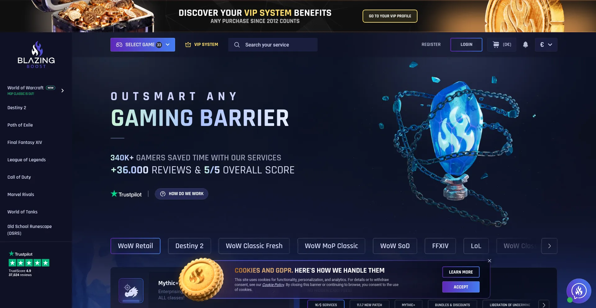 Website screenshot of Blazingboost.com