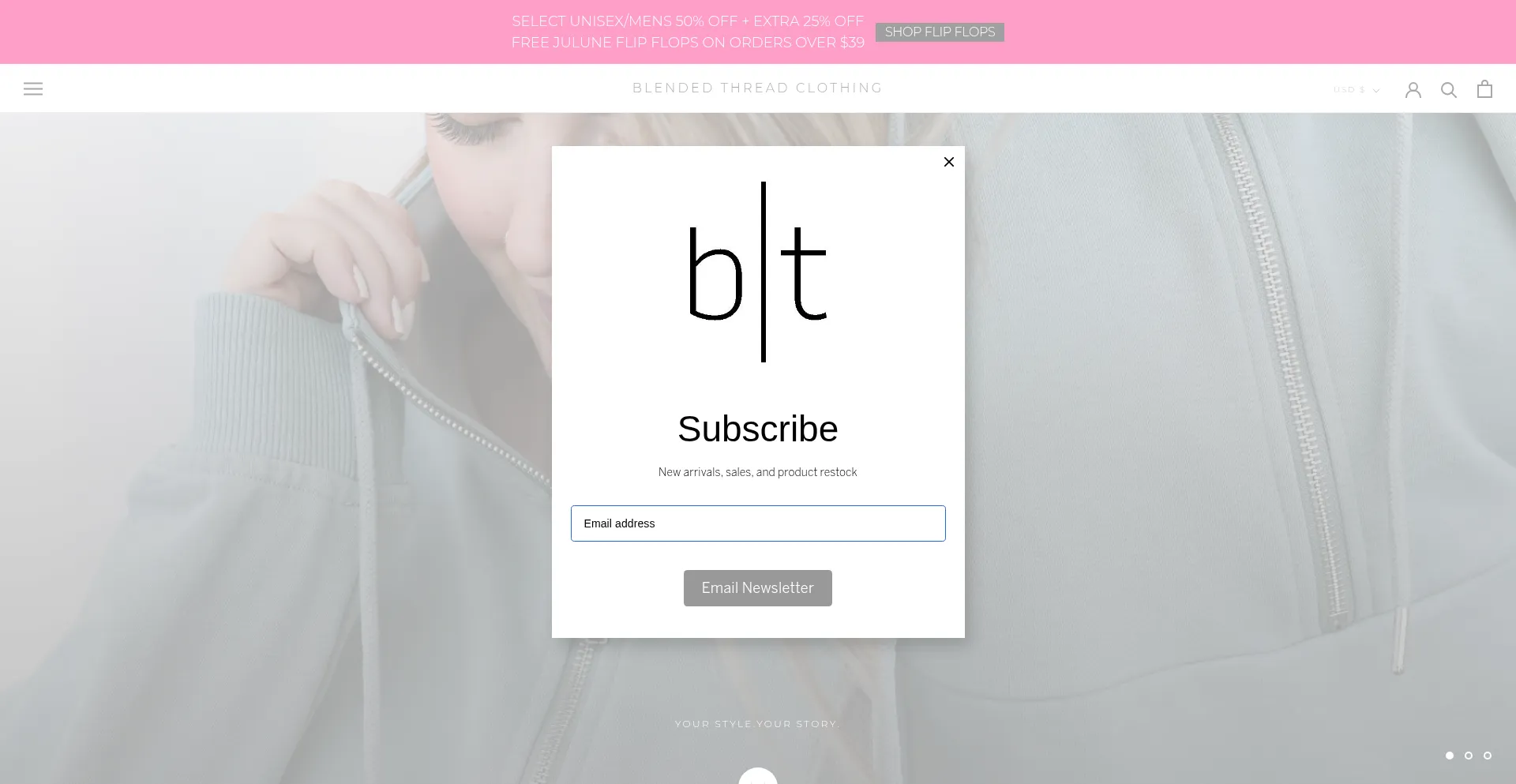 Website screenshot of Blendedthreadclothing.com