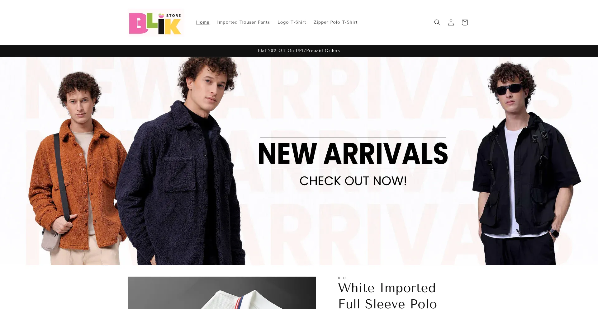 Website screenshot of Blikstore.co.in