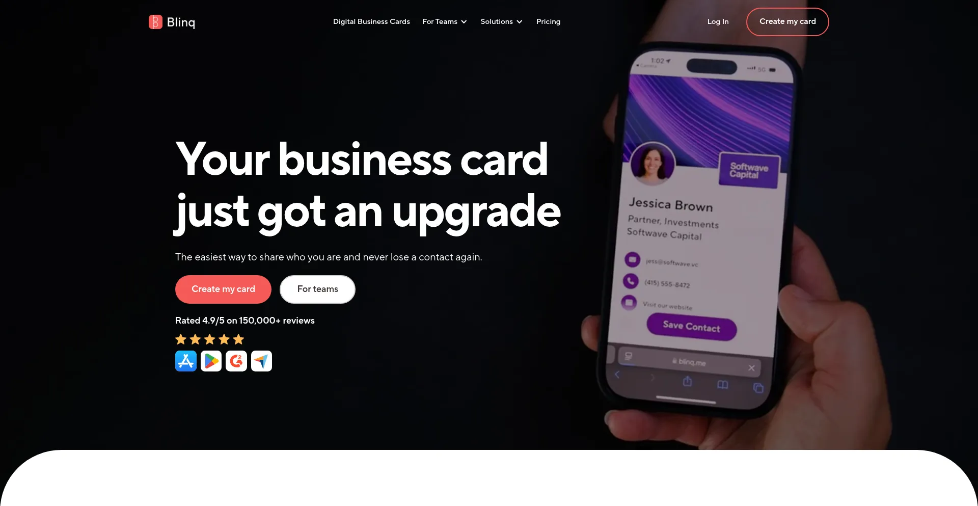 Website screenshot of Blinq.me