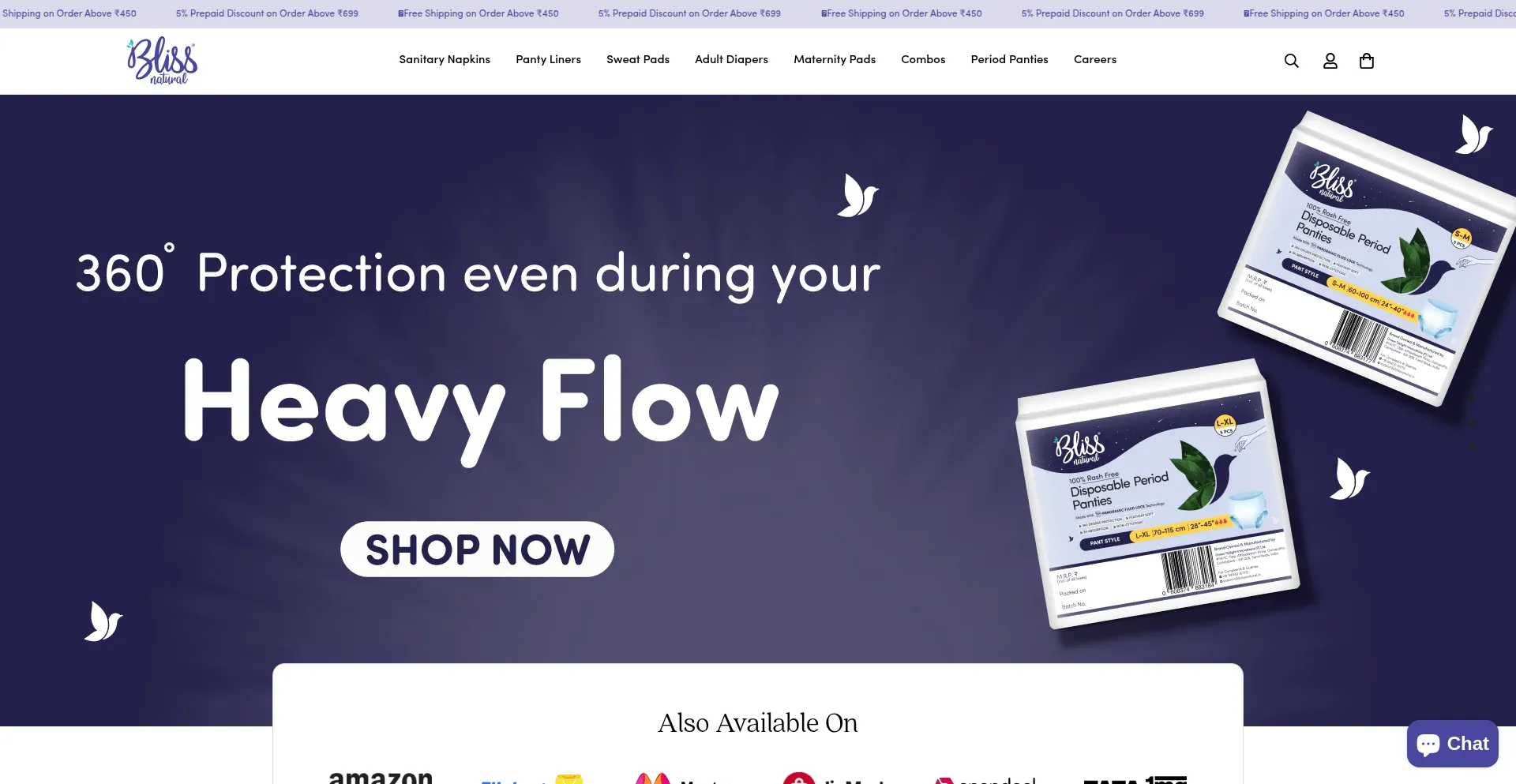 Website screenshot of Blissnatural.in
