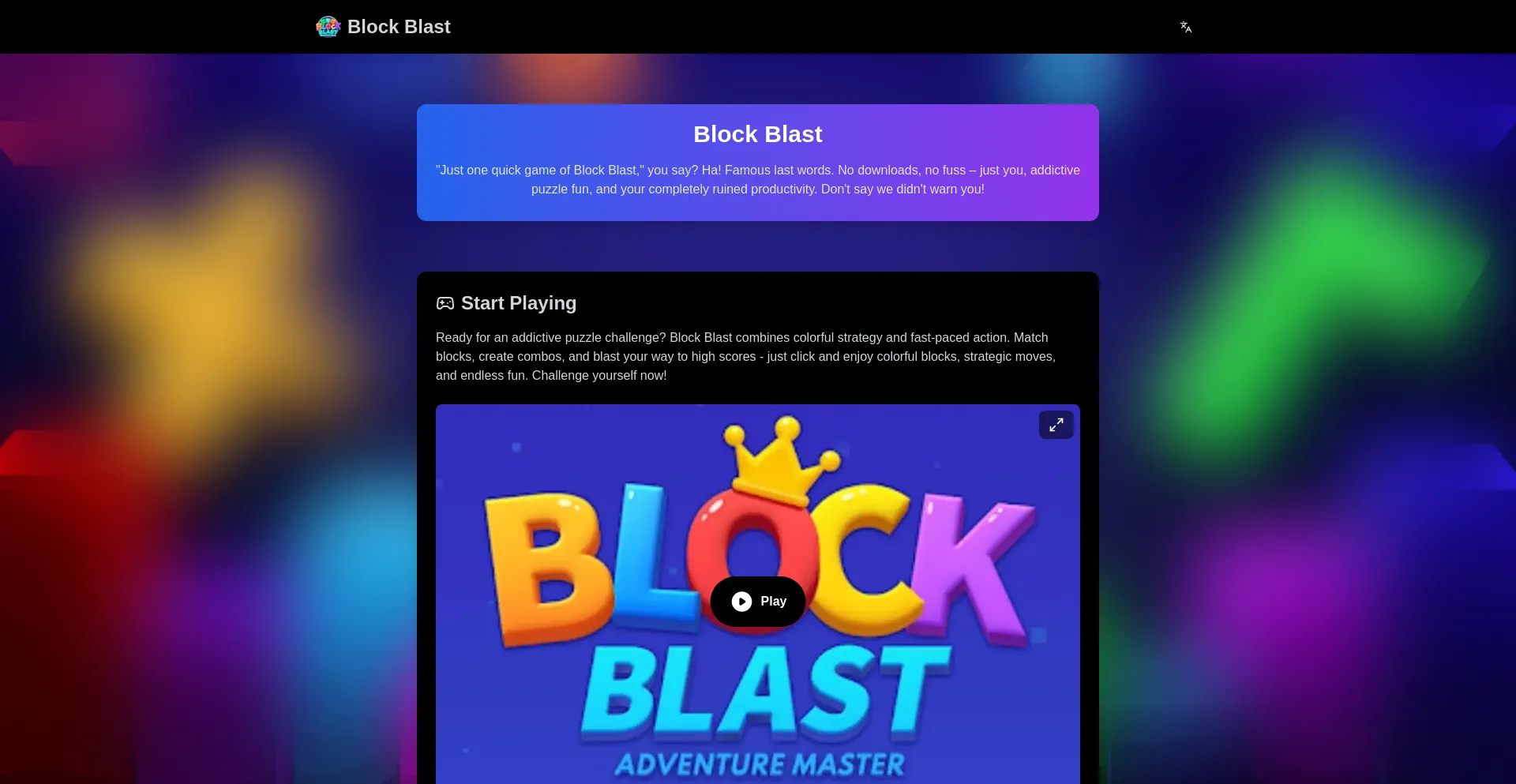 Website screenshot of Block-blast.online