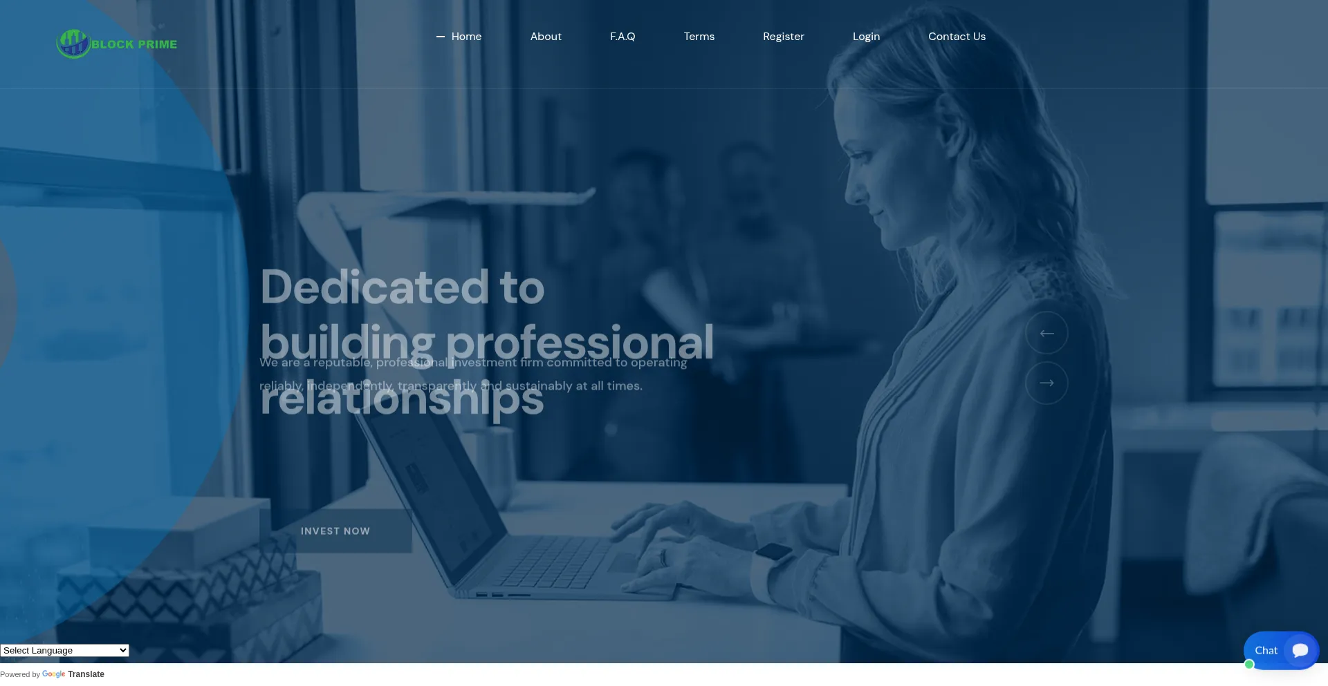 Website screenshot of Block-prime.com