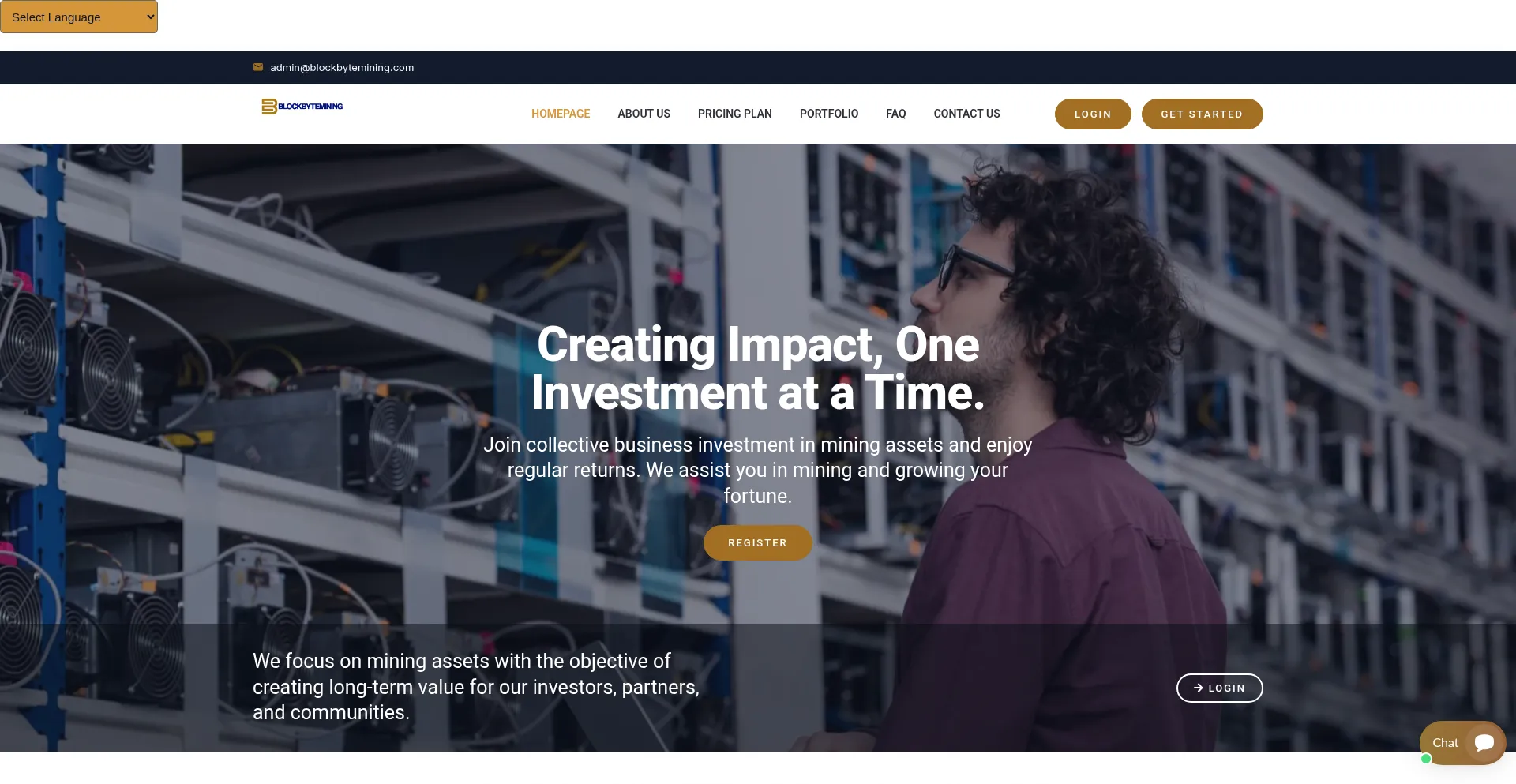 Website screenshot of Blockbytemining.com