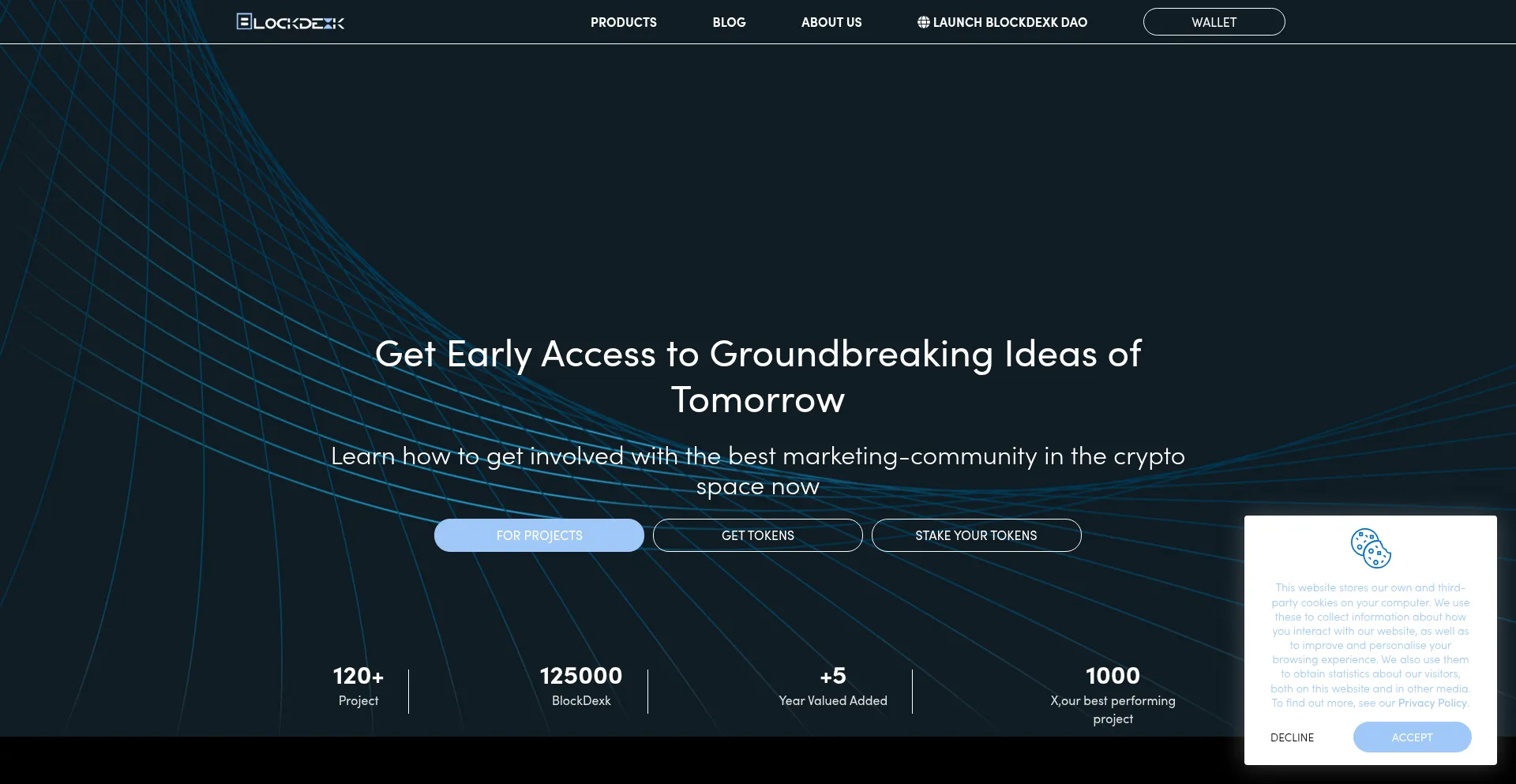 Website screenshot of Blockdexk.com