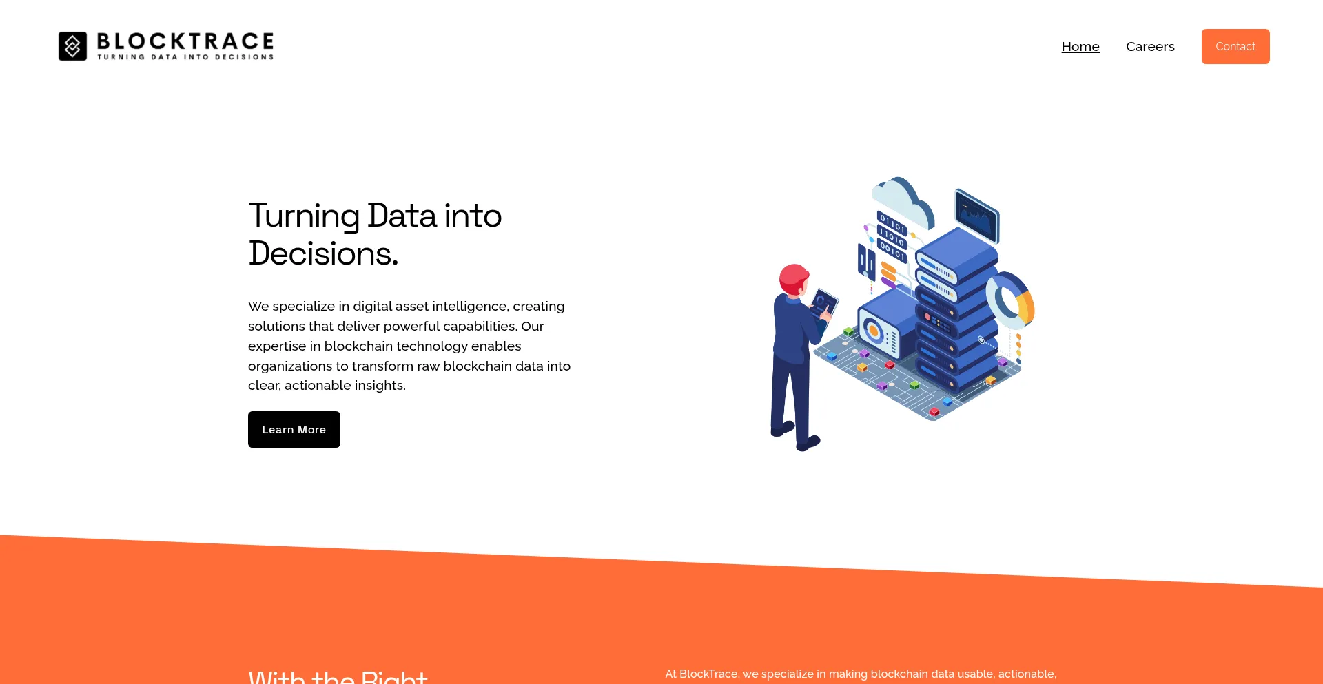 Website screenshot of Blocktrace.com