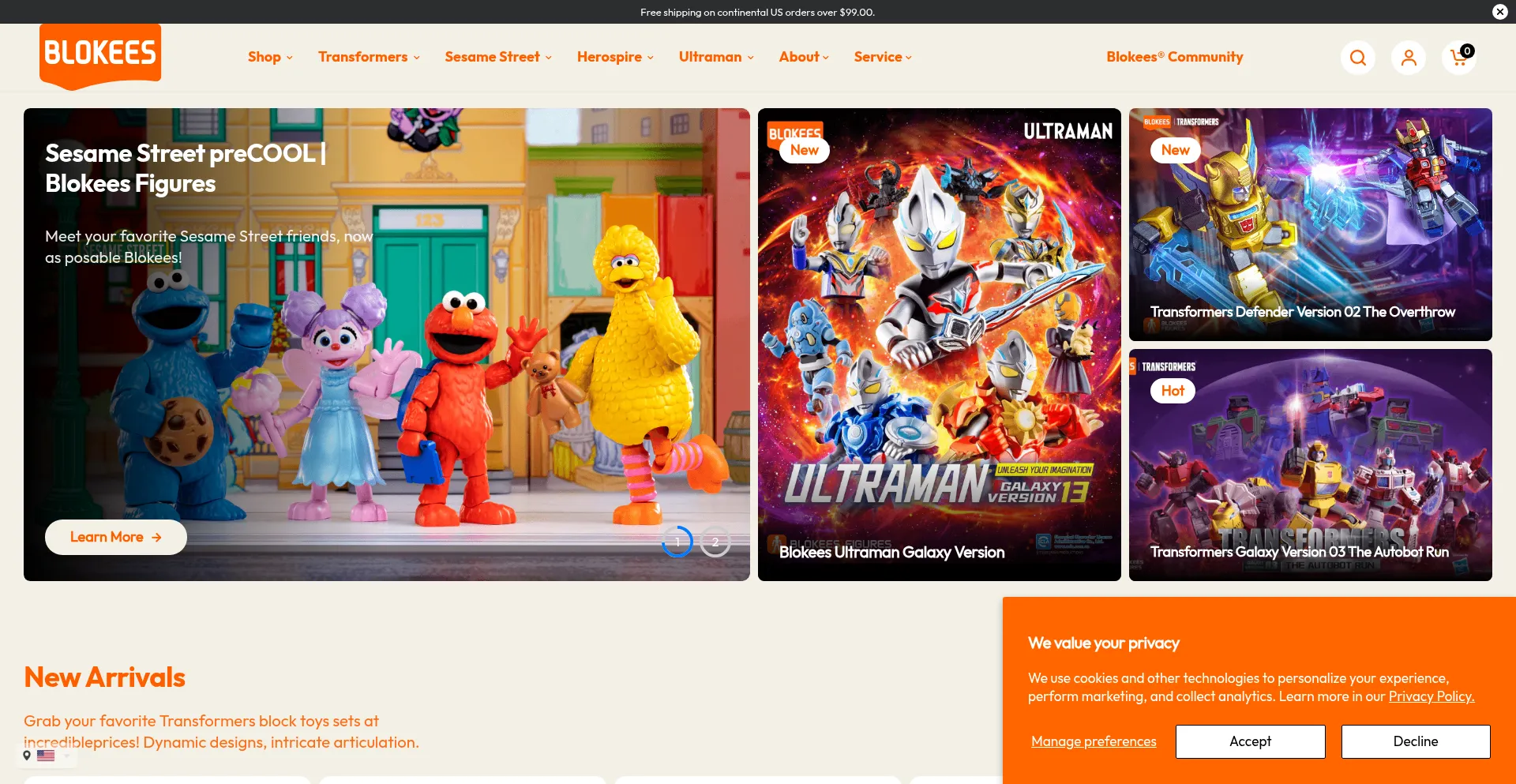 Website screenshot of Blokees.com