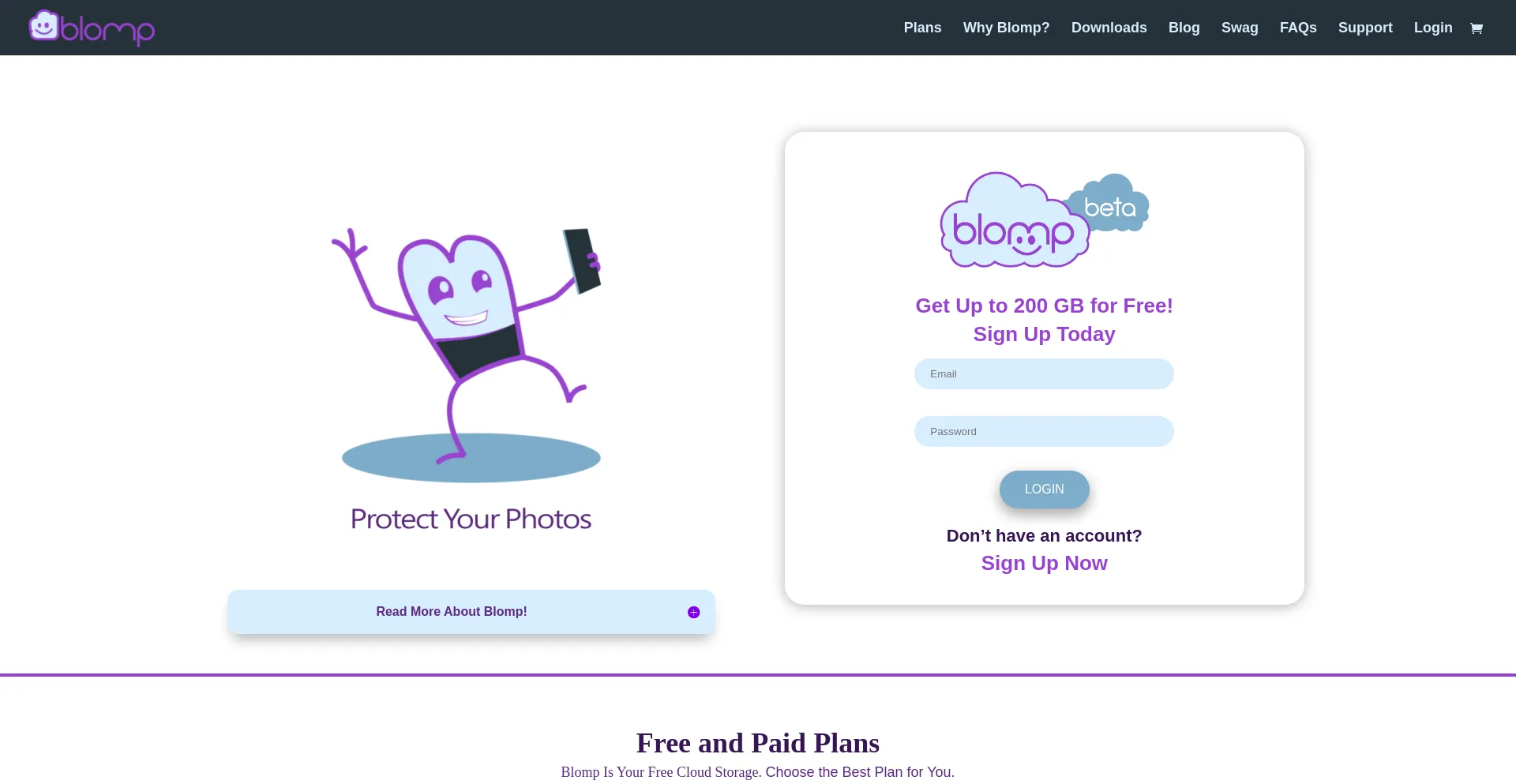 Website screenshot of Blomp.com