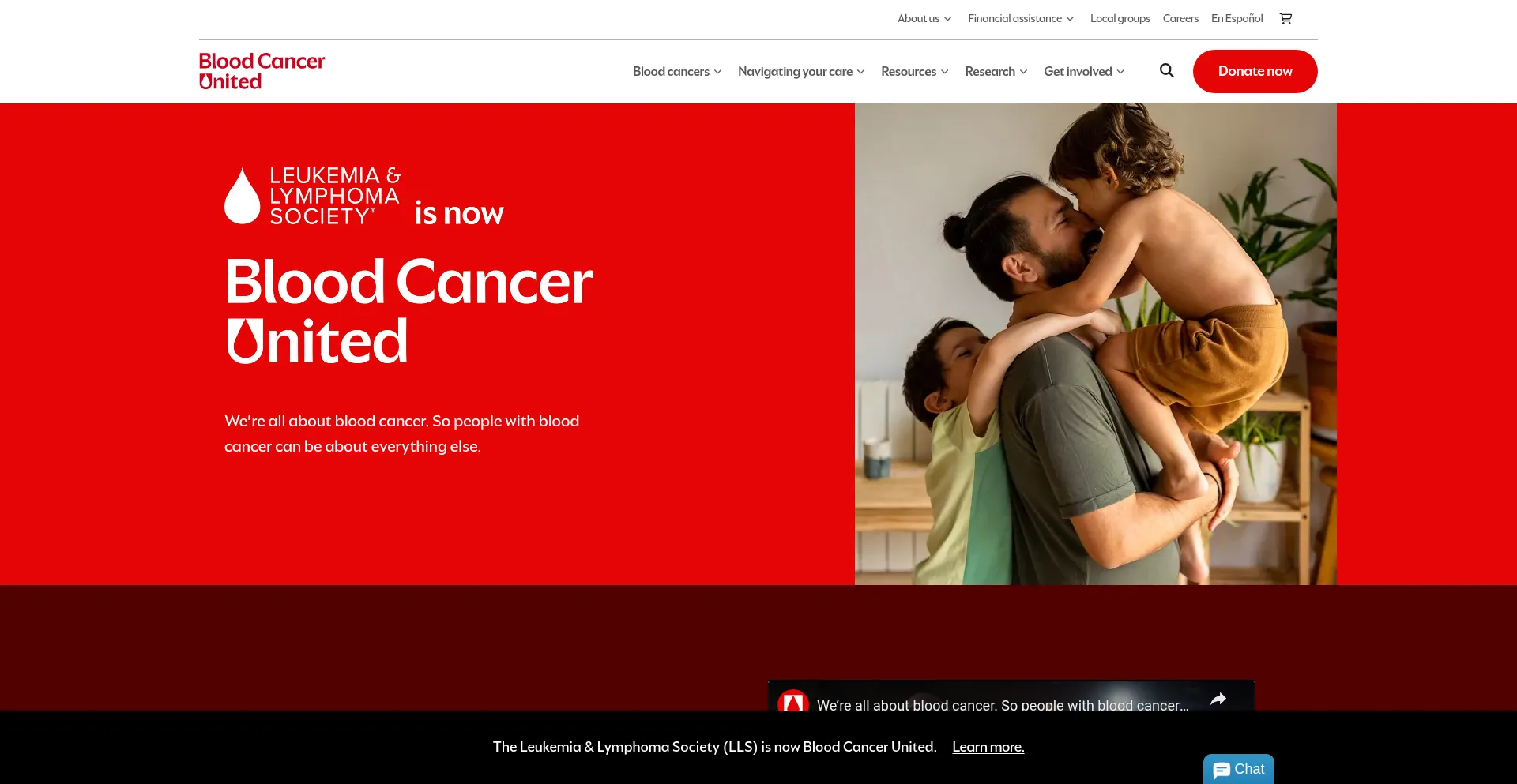 Website screenshot of Bloodcancerunited.org